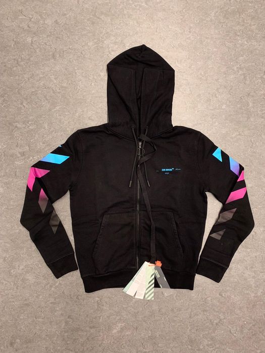 Black diagonal outlet gradient zip hoodie