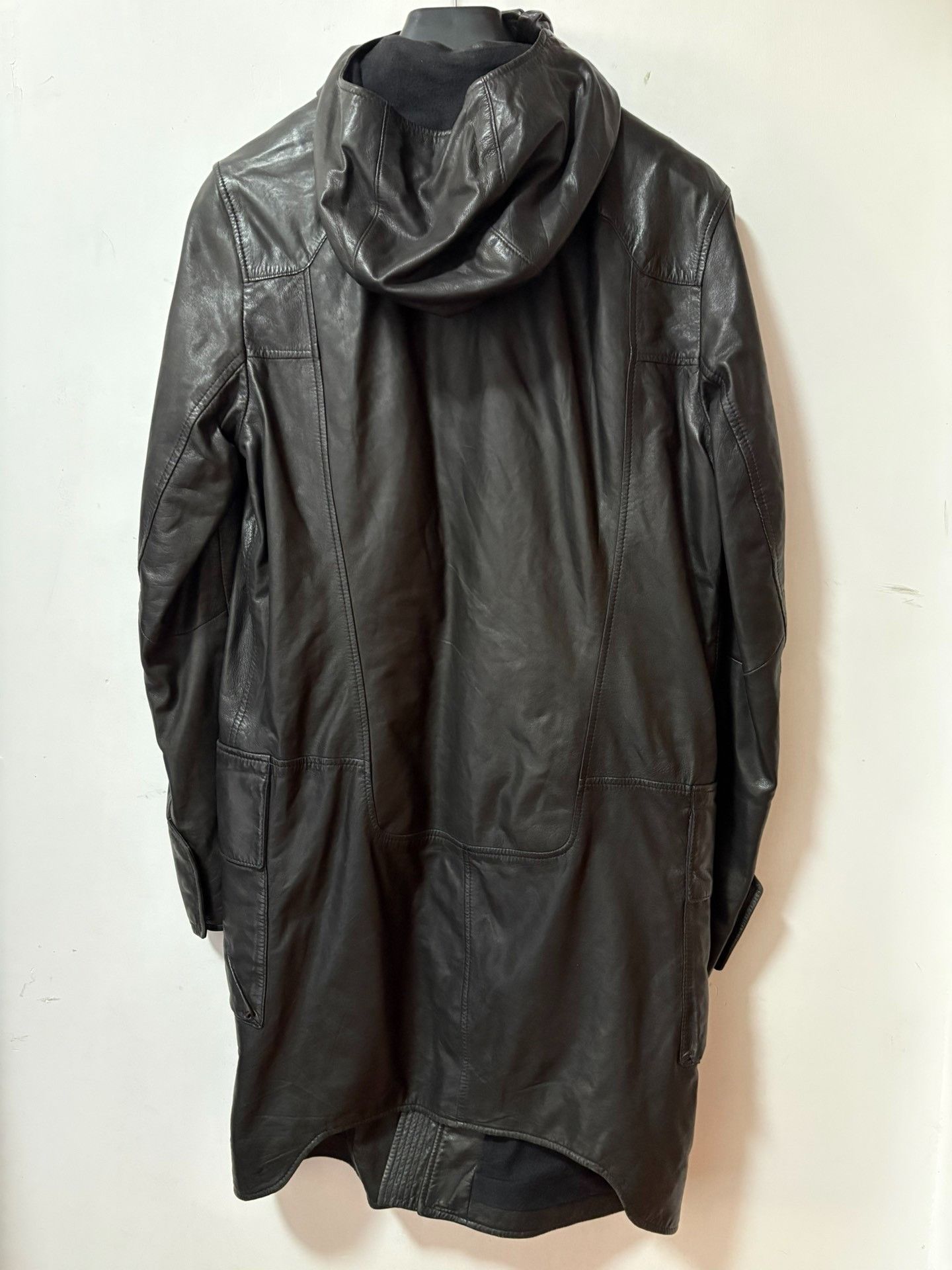 Helmut Lang Hooded Zip Leather Coat