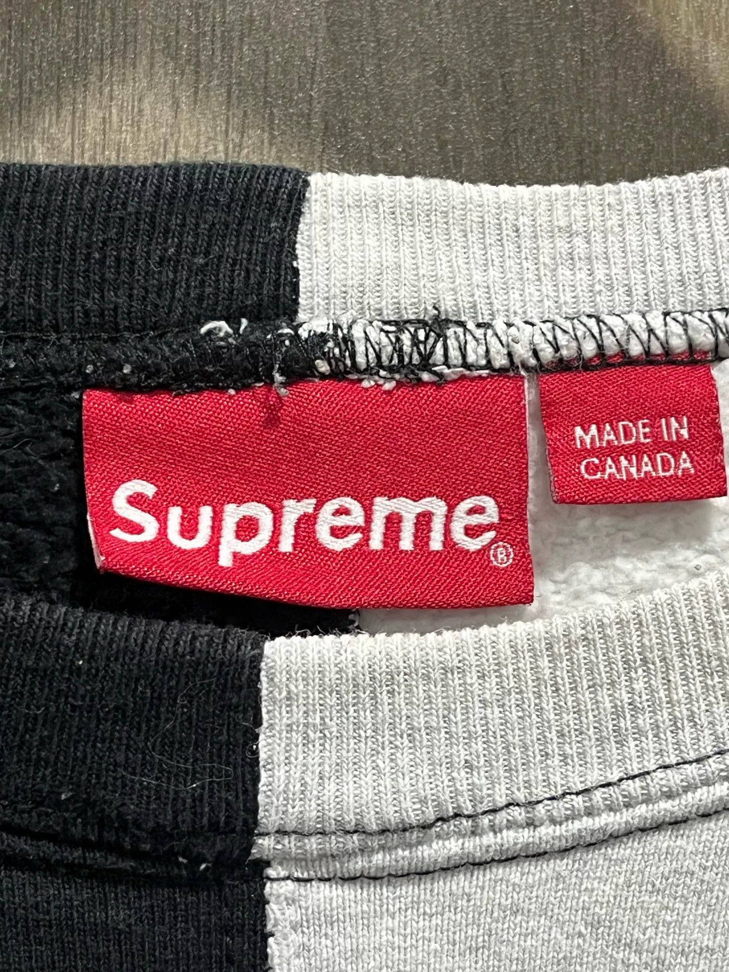Supreme Black White Split Sweatshirt