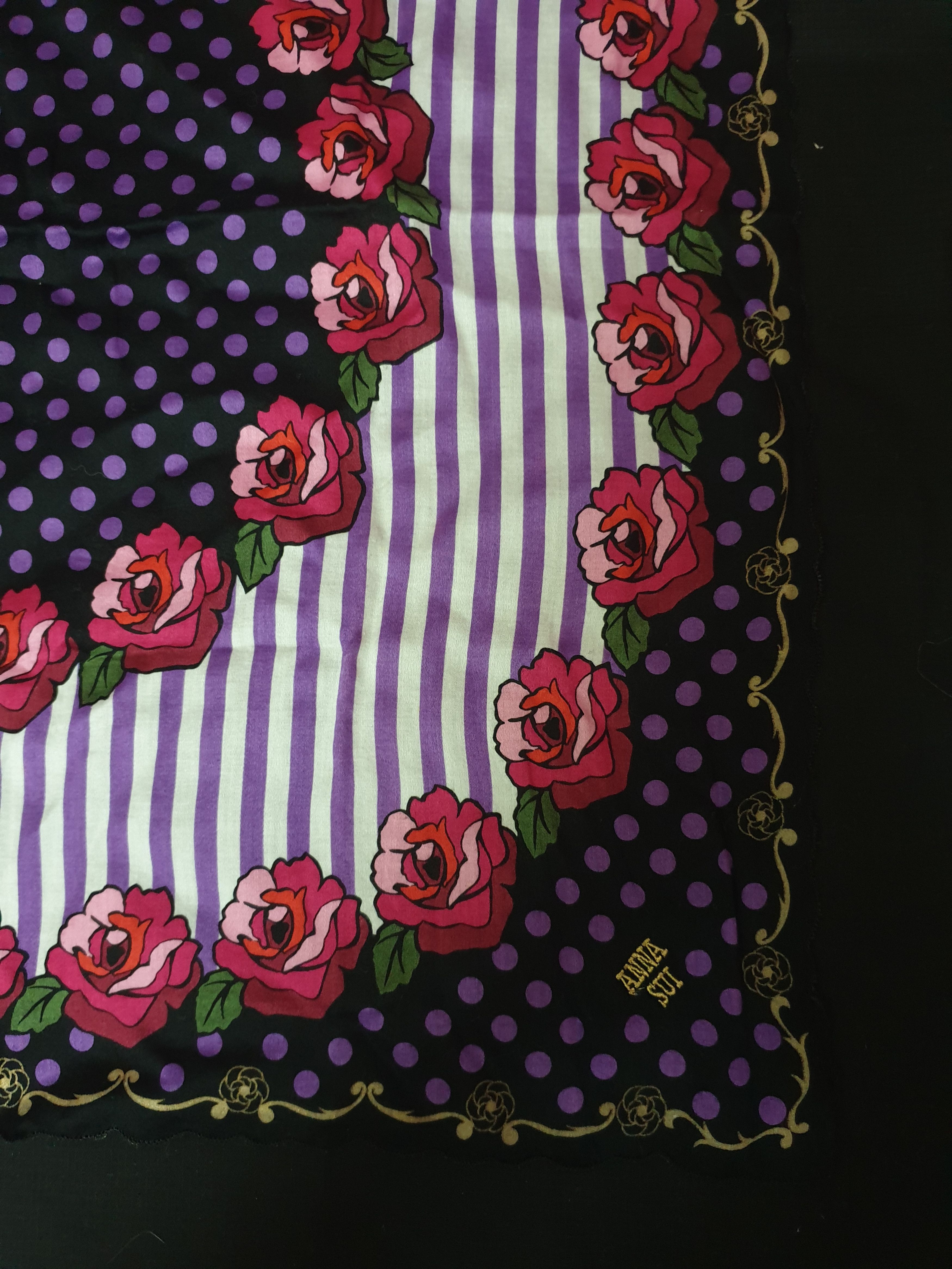 Anna Sui Handky bandana Anna Sui floral polkadot stripe beautiful Size ONE SIZE - 4 Thumbnail