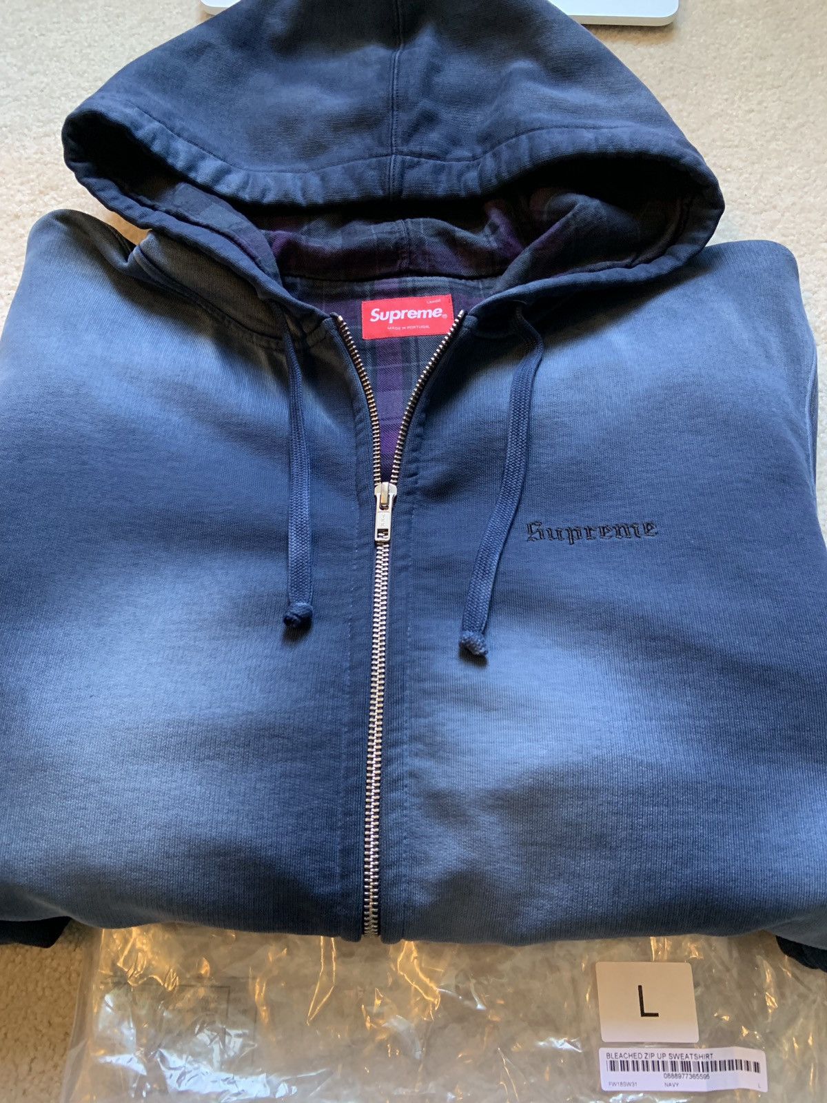 Supreme bleached zip up sweatshirt deals