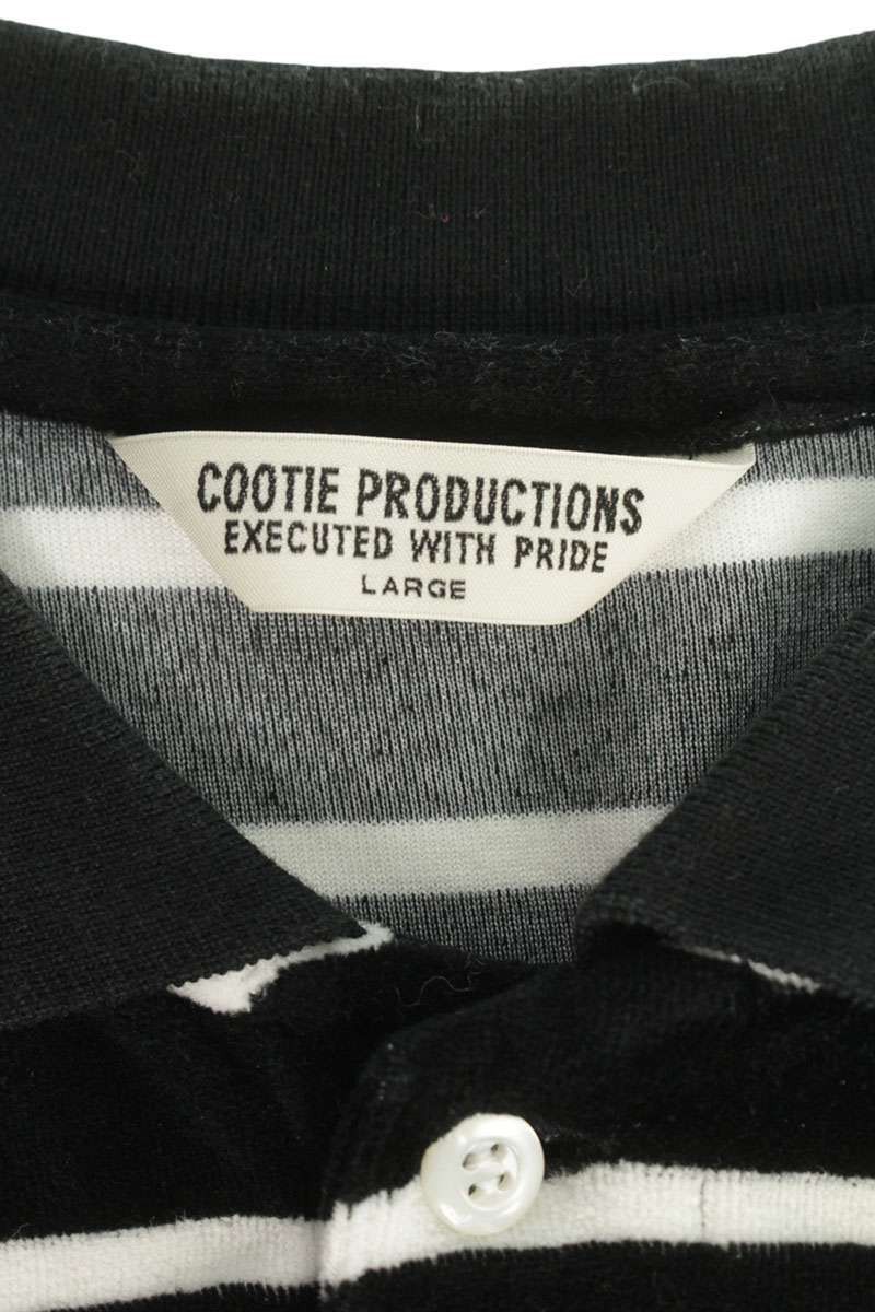 トップス COOTIE / Velour Border L/S Polo COOTIE VELOUR BORDER L S POLO Black/White Size L