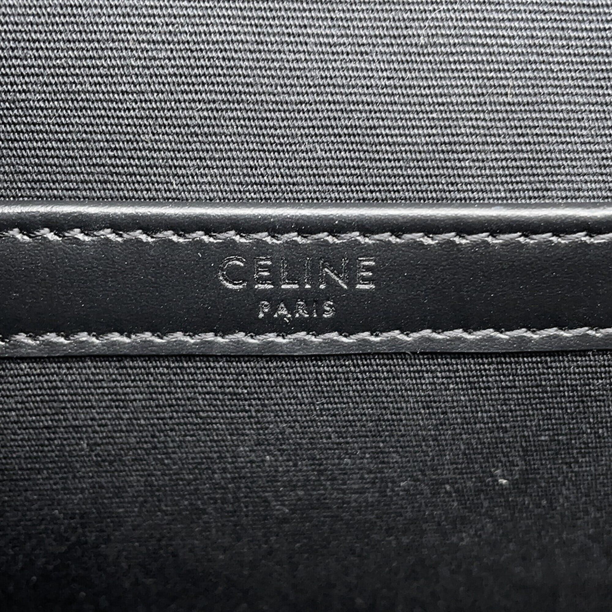 Celine Celine Triomphe Flap Shoulder Bag, Leather, 111592ETH, Black, Handbag Size ONE SIZE - 12 Thumbnail