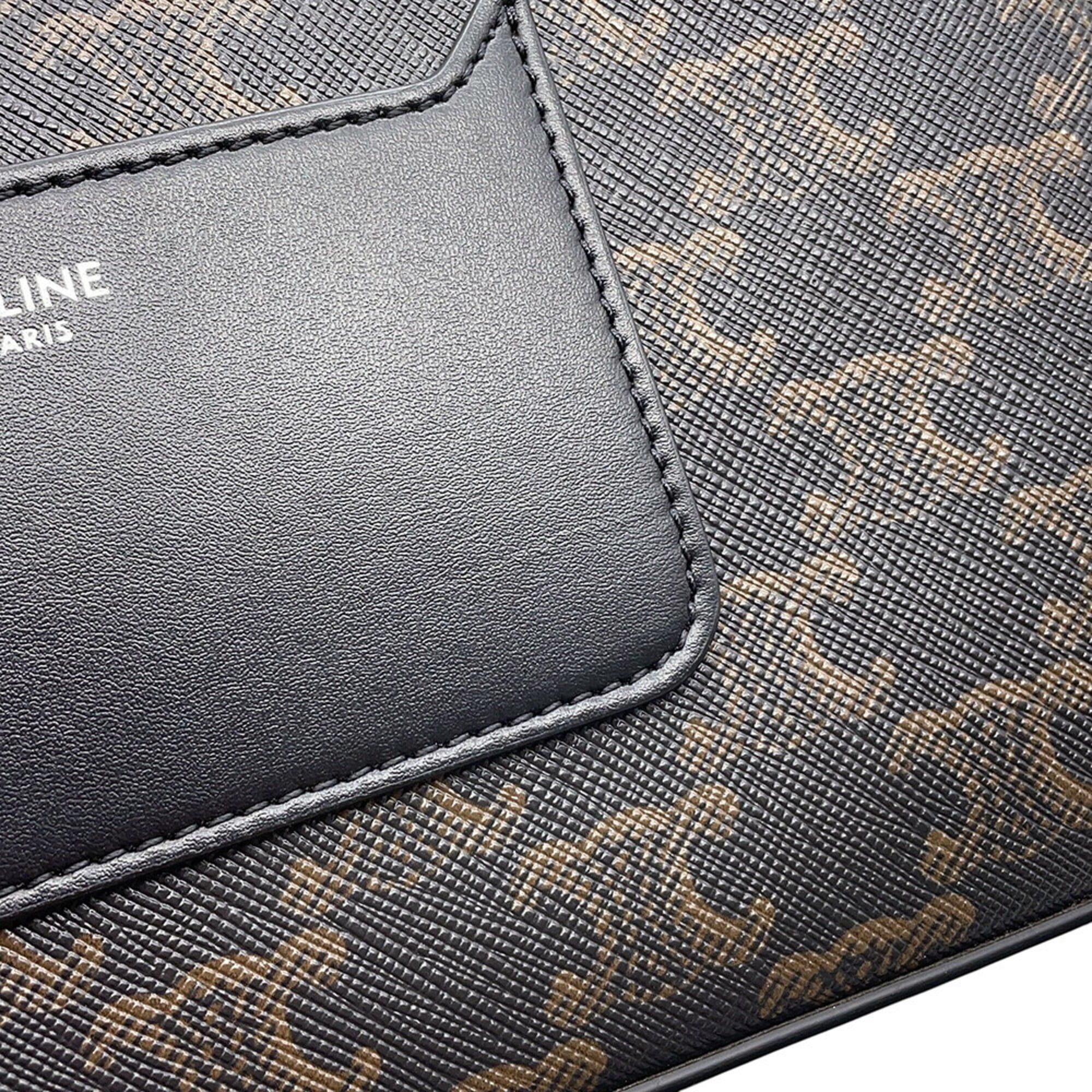 Celine Celine Triomphe Flap Shoulder Bag, Leather, 111592ETH, Black, Handbag Size ONE SIZE - 7 Thumbnail