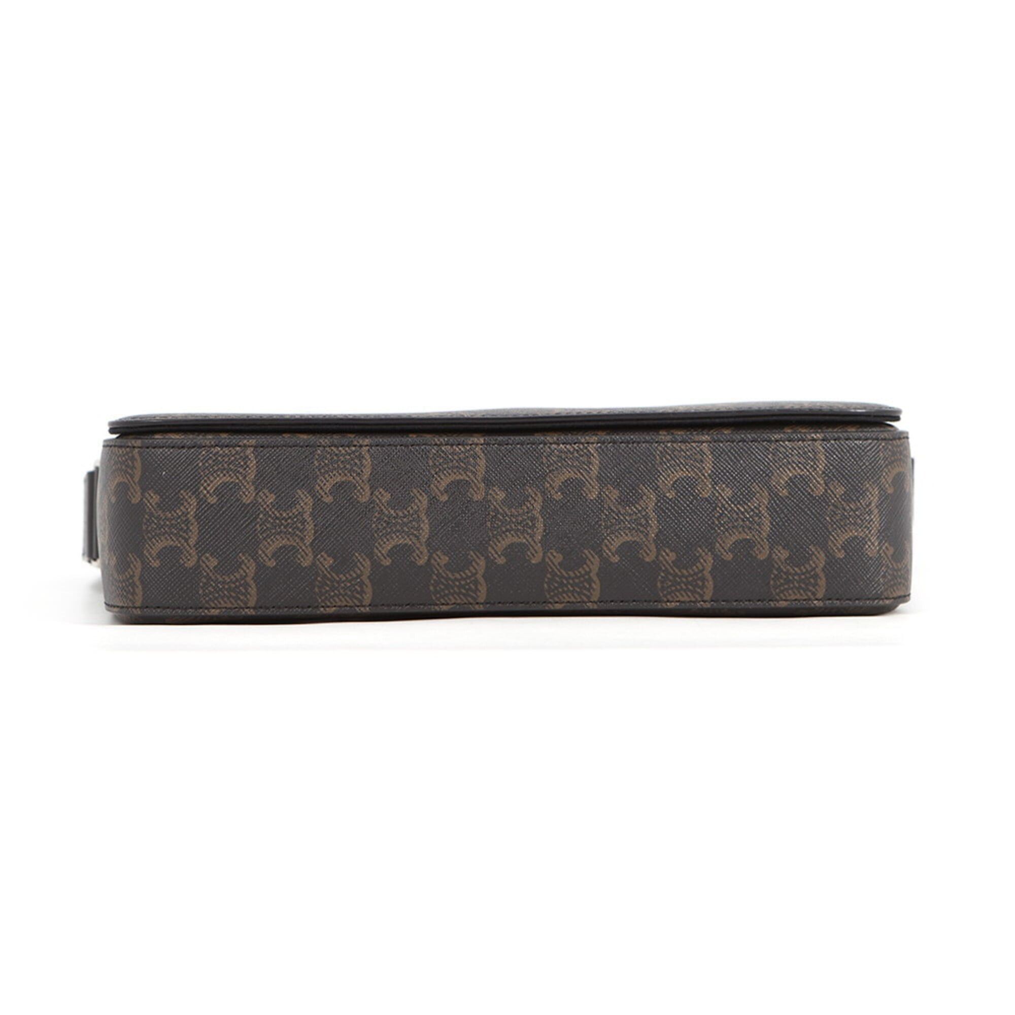 Celine Celine Triomphe Flap Shoulder Bag, Leather, 111592ETH, Black, Handbag Size ONE SIZE - 3 Thumbnail