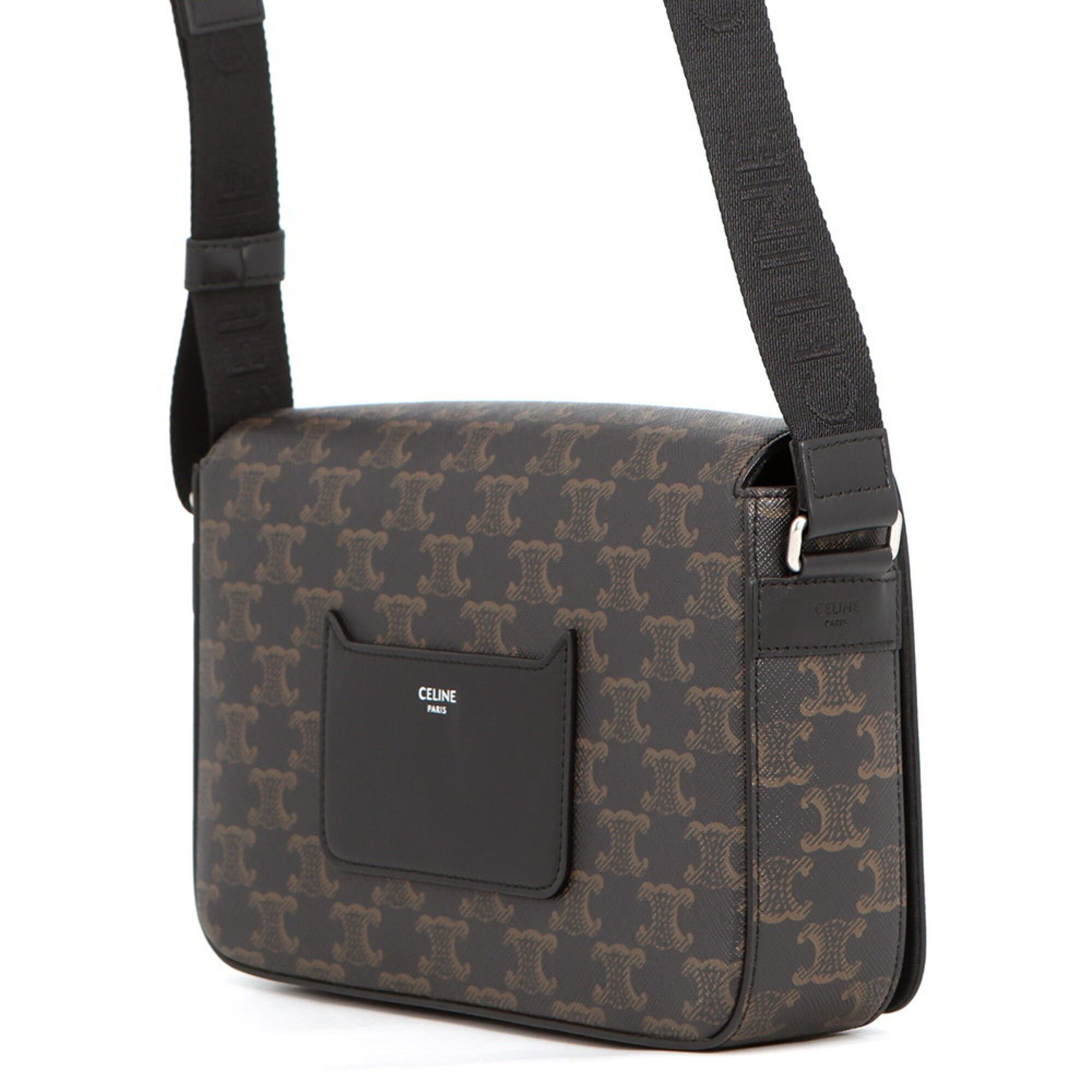 Celine Celine Triomphe Flap Shoulder Bag, Leather, 111592ETH, Black, Handbag Size ONE SIZE - 2 Thumbnail