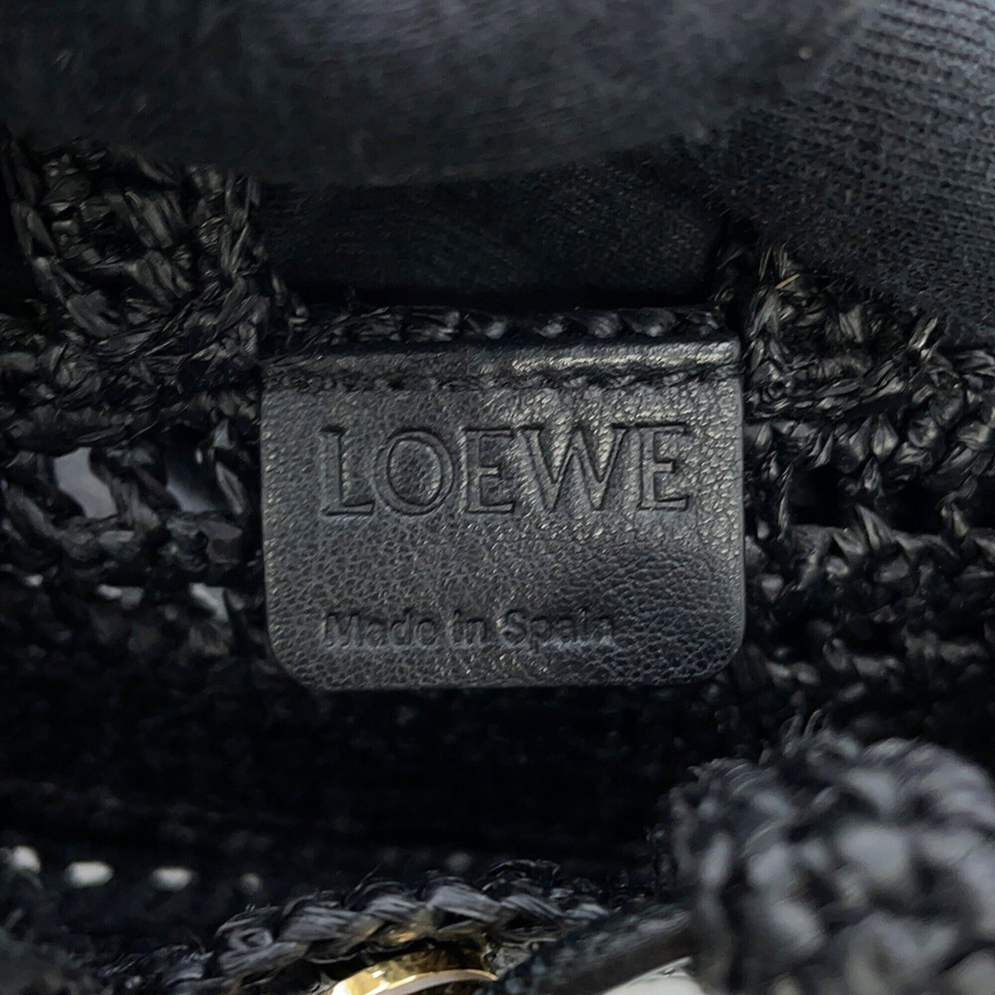 Loewe Loewe Shoulder Bag, Drawstring Pocket, Raffia, C756PHPX05, Black, Handbag Size ONE SIZE - 13 Thumbnail