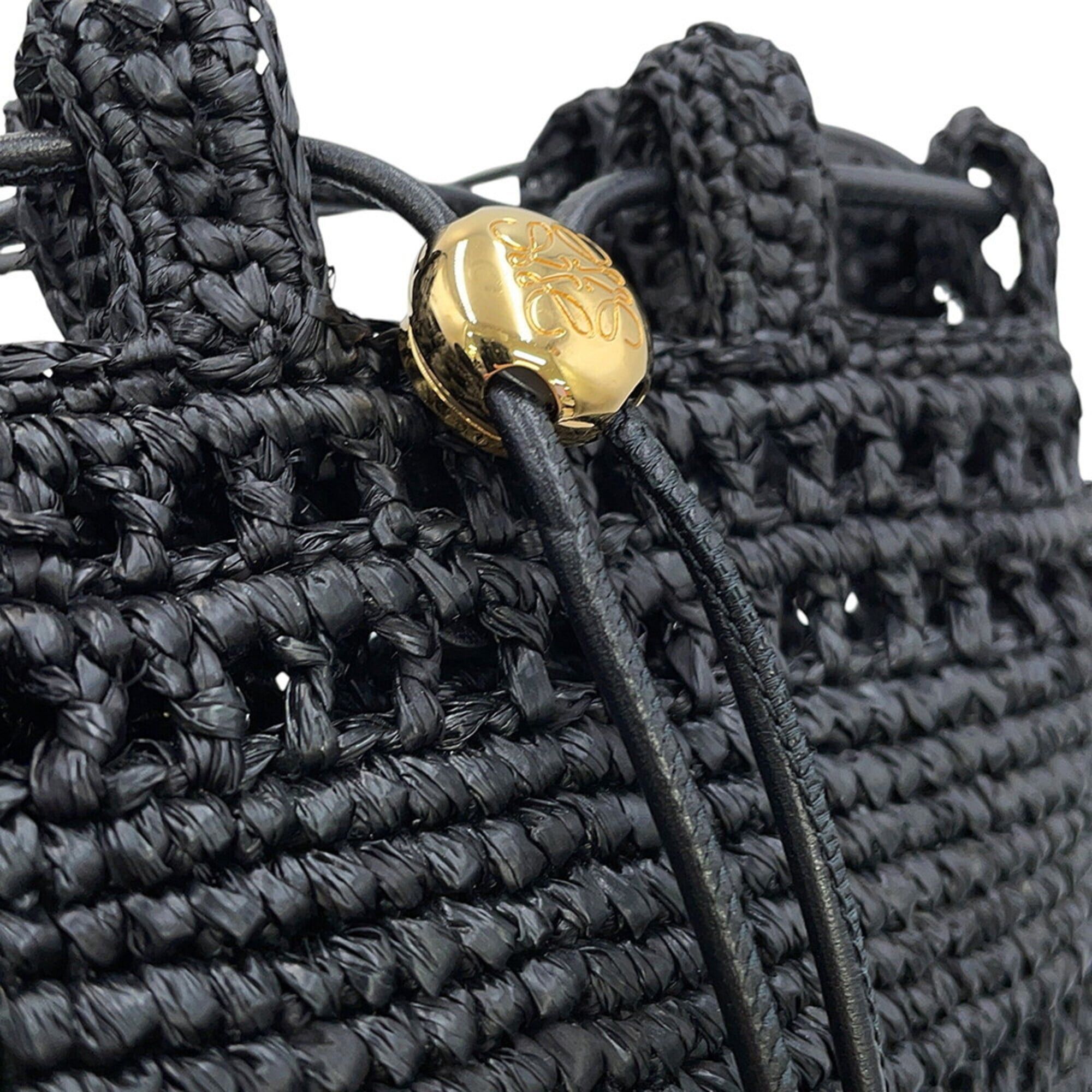 Loewe Loewe Shoulder Bag, Drawstring Pocket, Raffia, C756PHPX05, Black, Handbag Size ONE SIZE - 6 Thumbnail