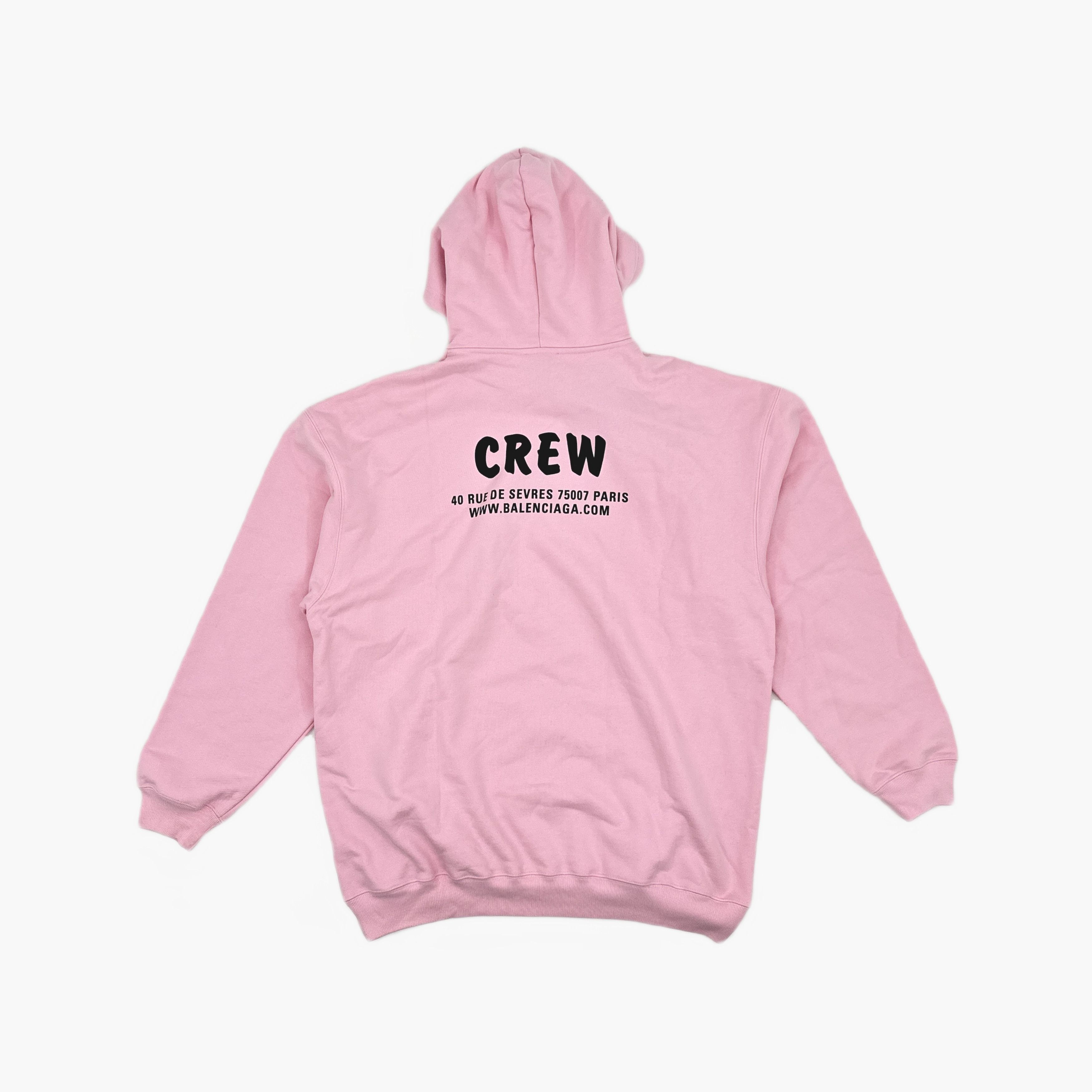 Balenciaga Crew Logo Hoodie Pink Size S
