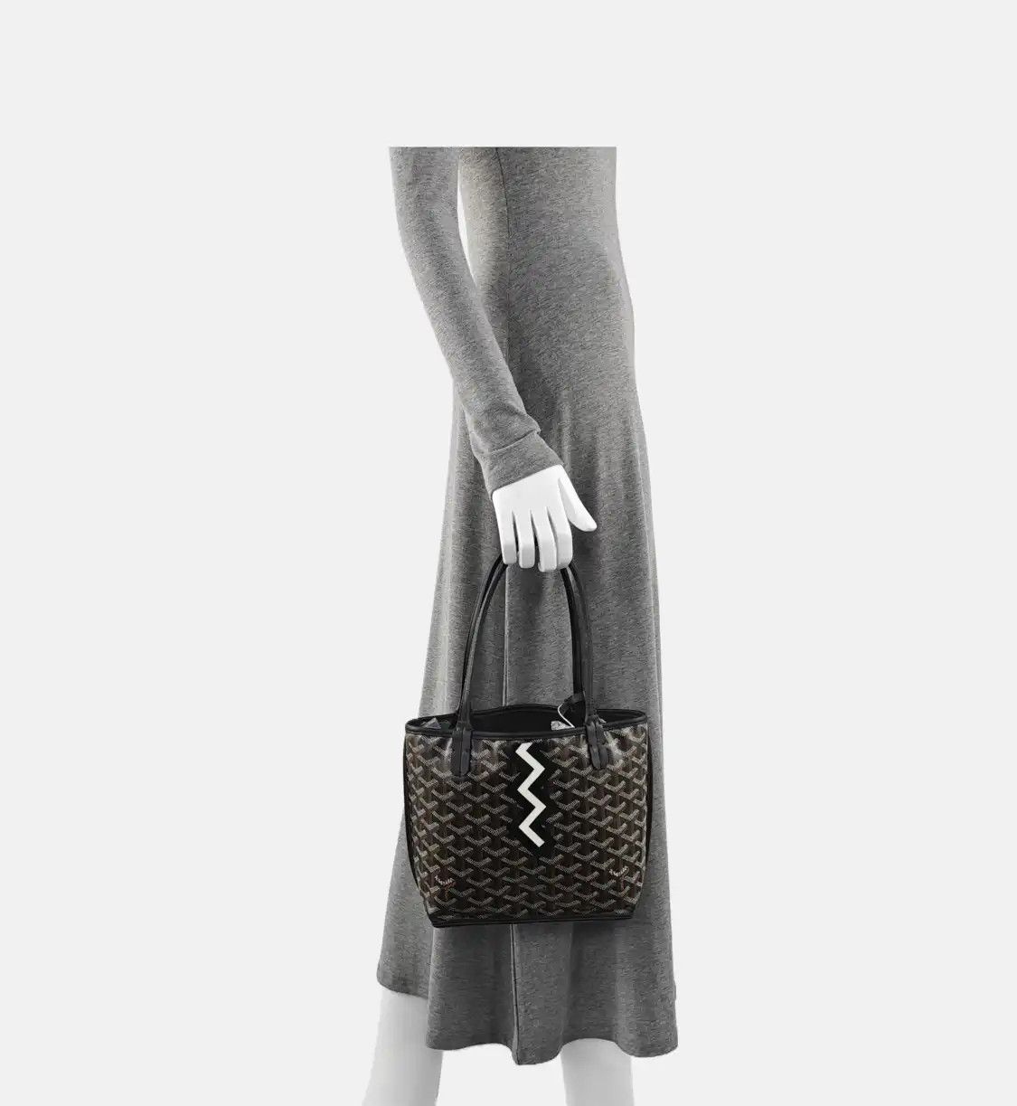 Goyard GOYARD Anjou mini black coated canvas print handbag shoulder bag silver hardware Size ONE SIZE - 2 Thumbnail