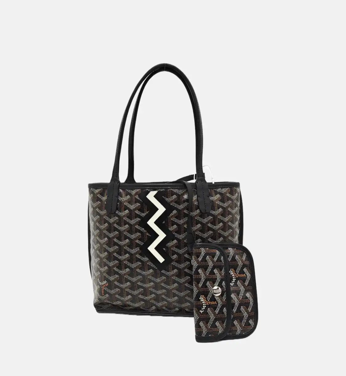 Goyard GOYARD Anjou mini black coated canvas print handbag shoulder bag silver hardware Size ONE SIZE - 8 Thumbnail