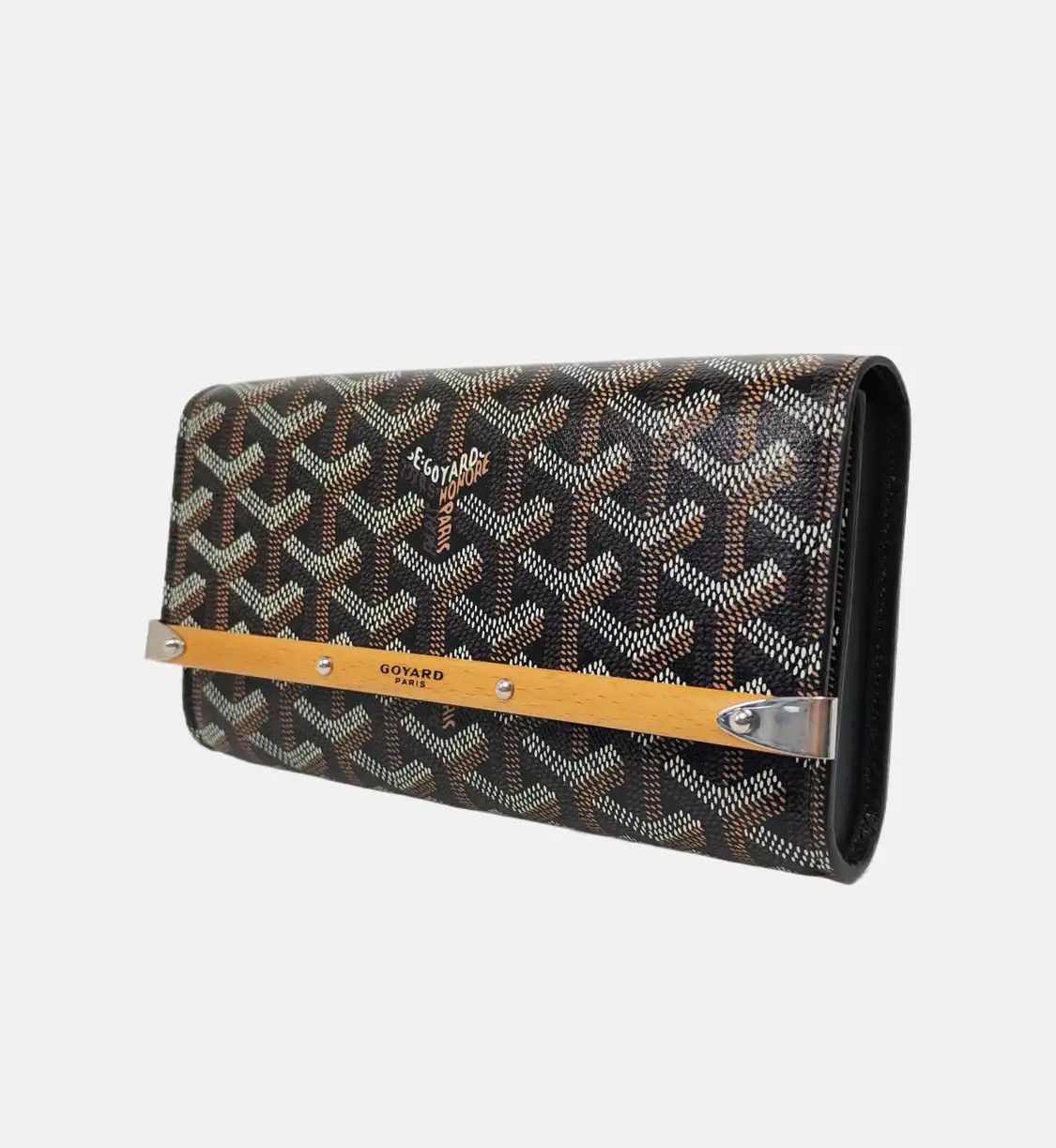 Goyard GOYARD Monte-Carlo mini black coated canvas print wallet silver hardware Size ONE SIZE - 3 Thumbnail