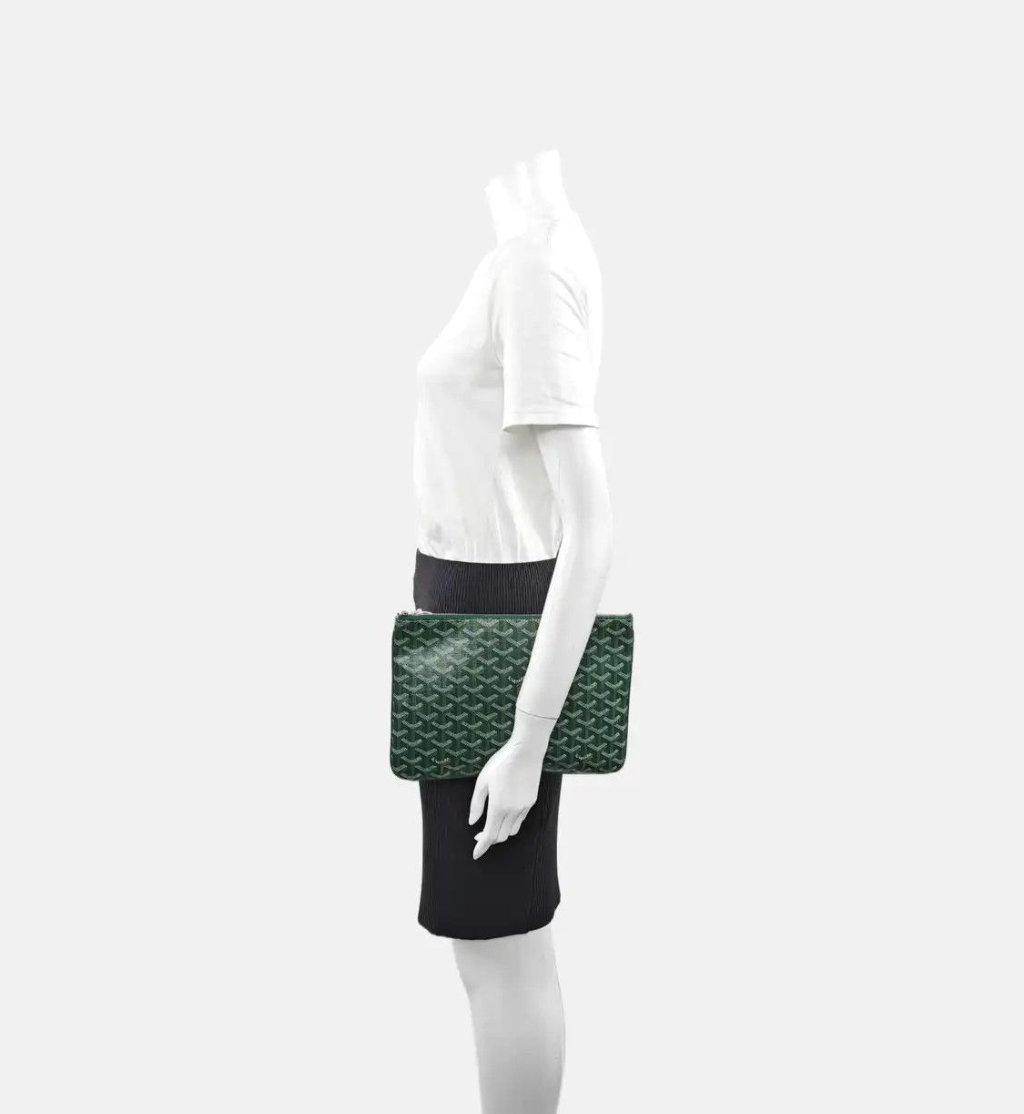 Goyard GOYARD Sénat green coated canvas print clutch silver hardware Size ONE SIZE - 2 Thumbnail