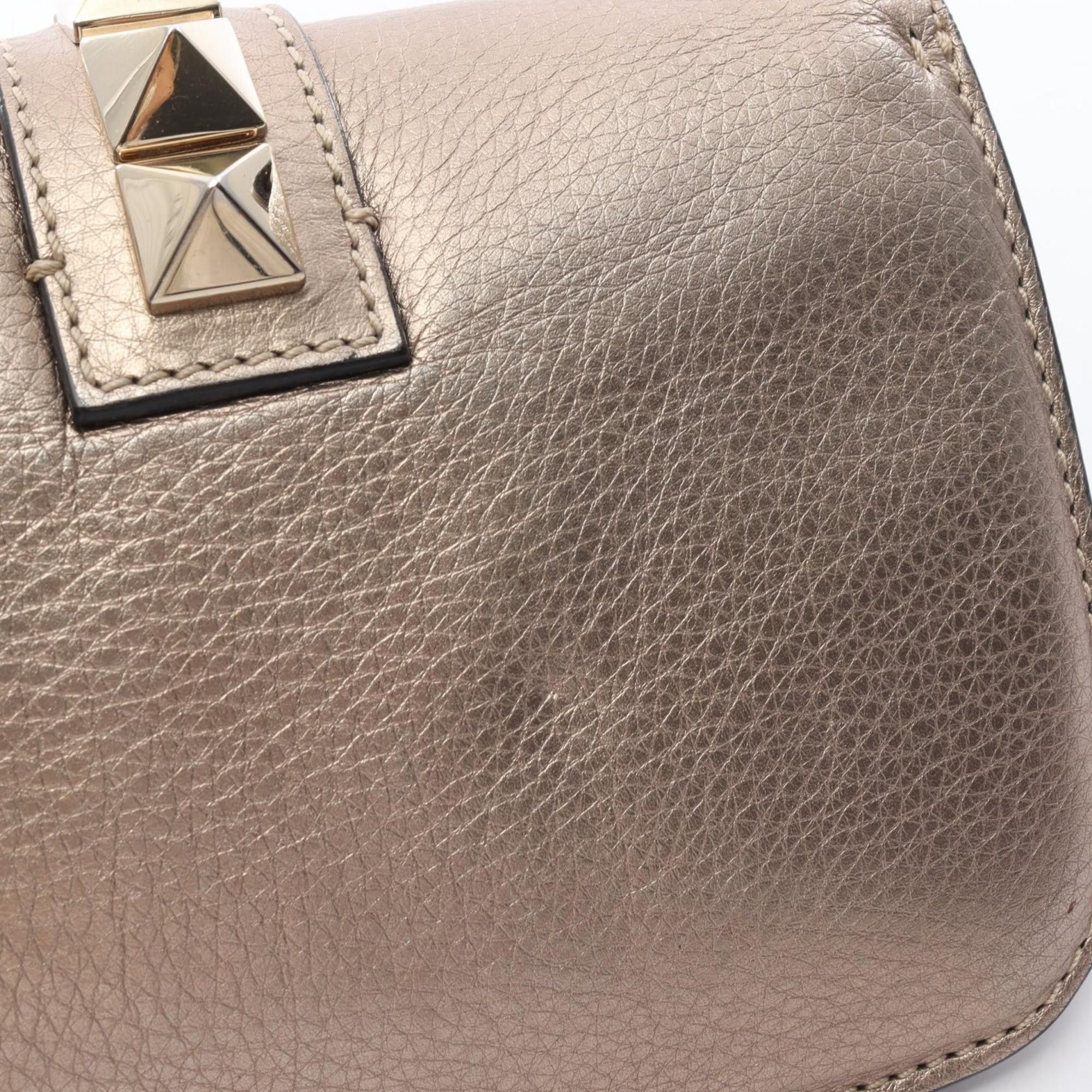 Valentino Valentino Rockstud shoulder bag, leather, women's, gold Size ONE SIZE - 10 Thumbnail