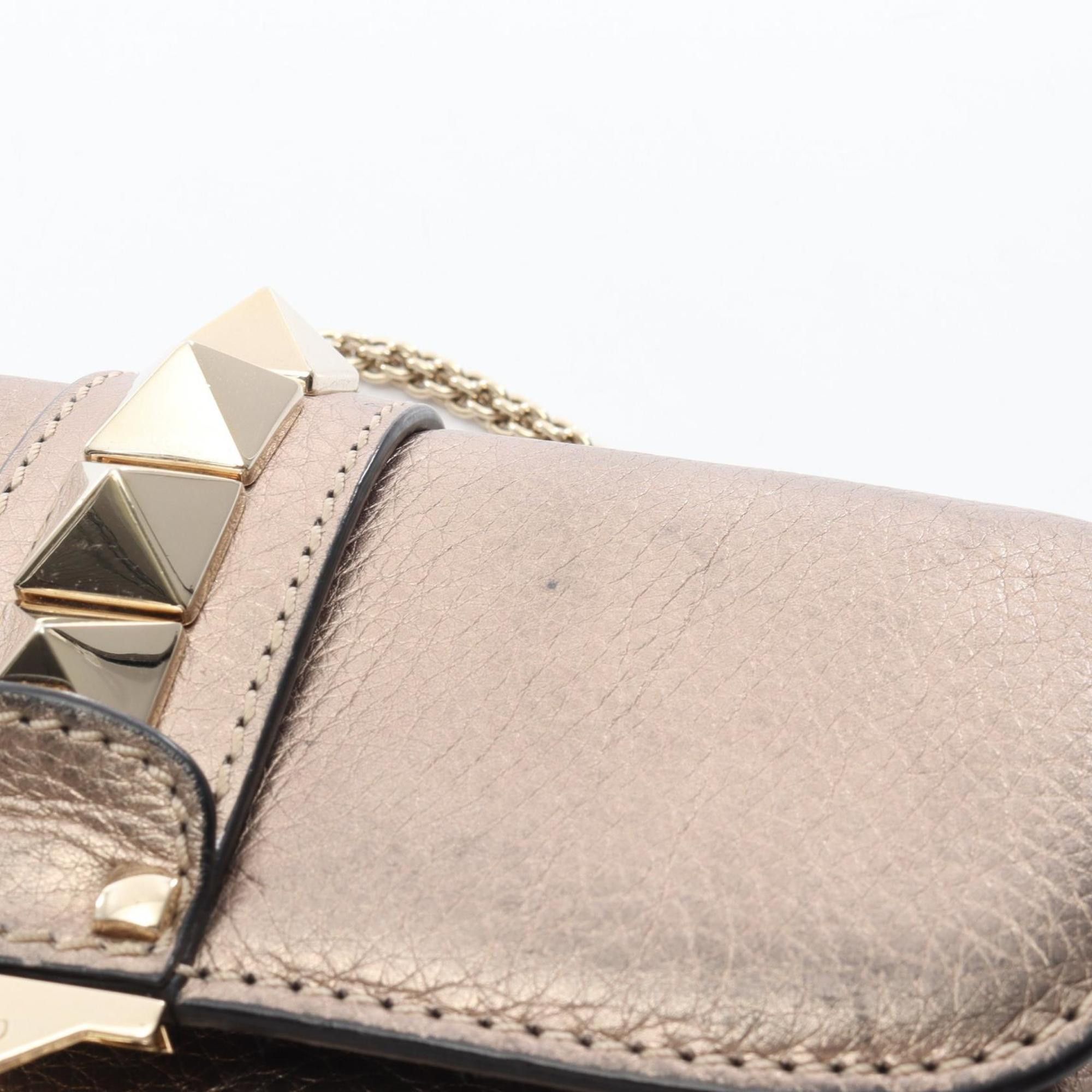 Valentino Valentino Rockstud shoulder bag, leather, women's, gold Size ONE SIZE - 11 Thumbnail