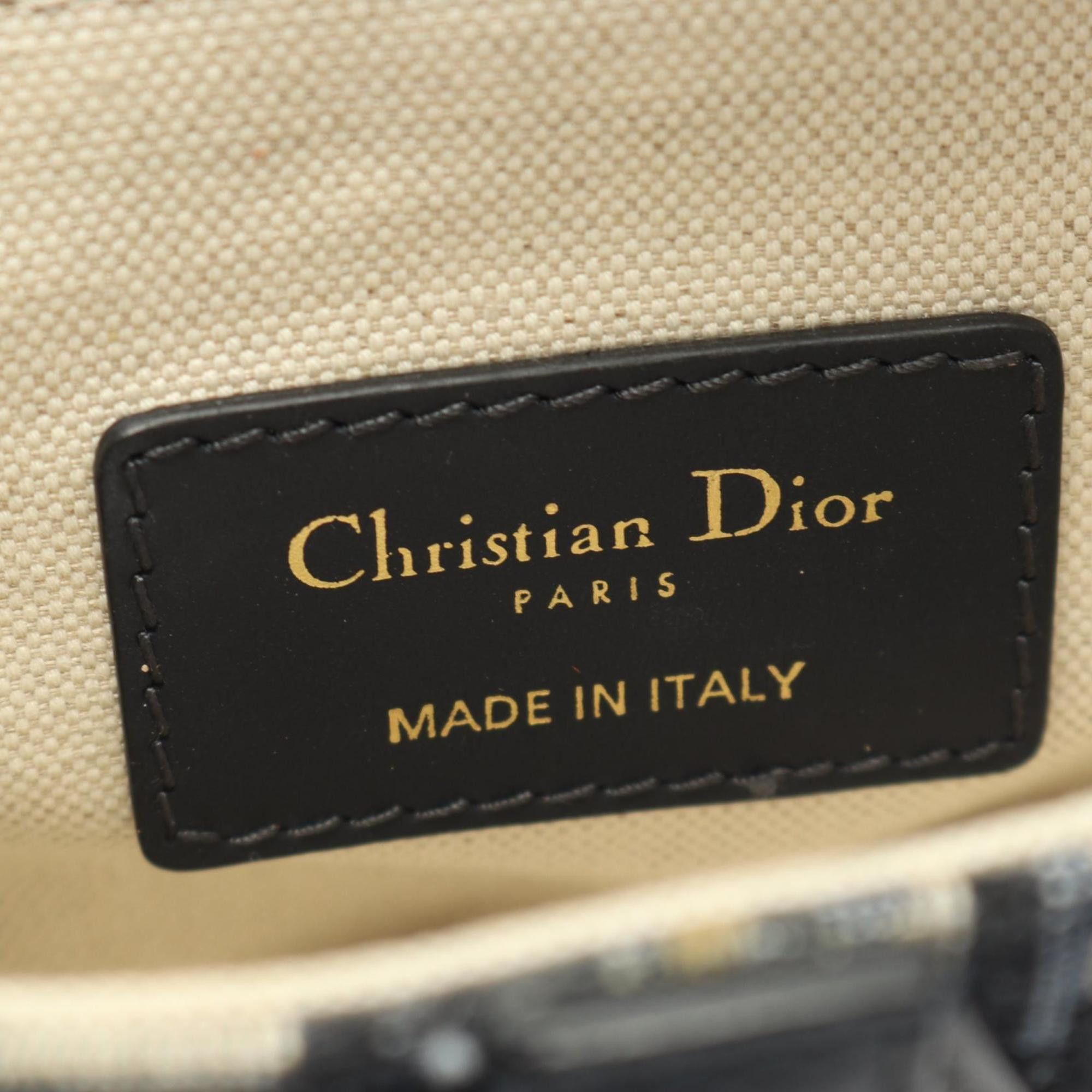 Dior Christian Dior Dior Saddle Bag Mini Oblique Jacquard Handbag Canvas Leather Women's Ivory Navy Size ONE SIZE - 4 Thumbnail