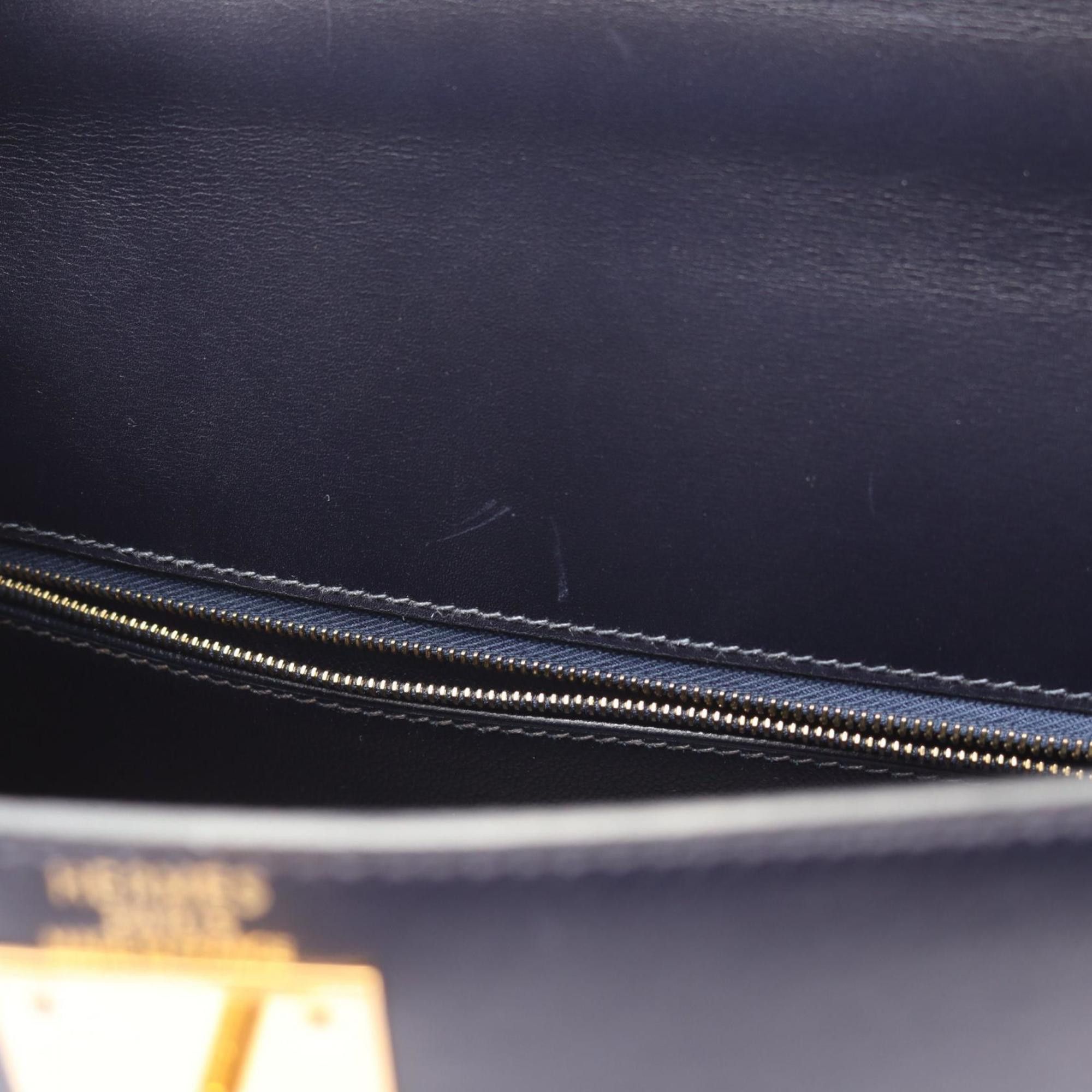 Hermes Hermes Hermès Kelly 28 handbag in box calf leather, navy. Size ONE SIZE - 7 Thumbnail