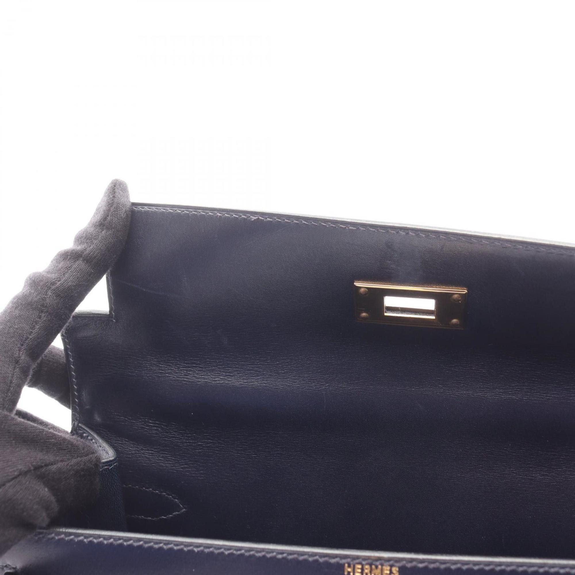 Hermes Hermes Hermès Kelly 28 handbag in box calf leather, navy. Size ONE SIZE - 8 Thumbnail