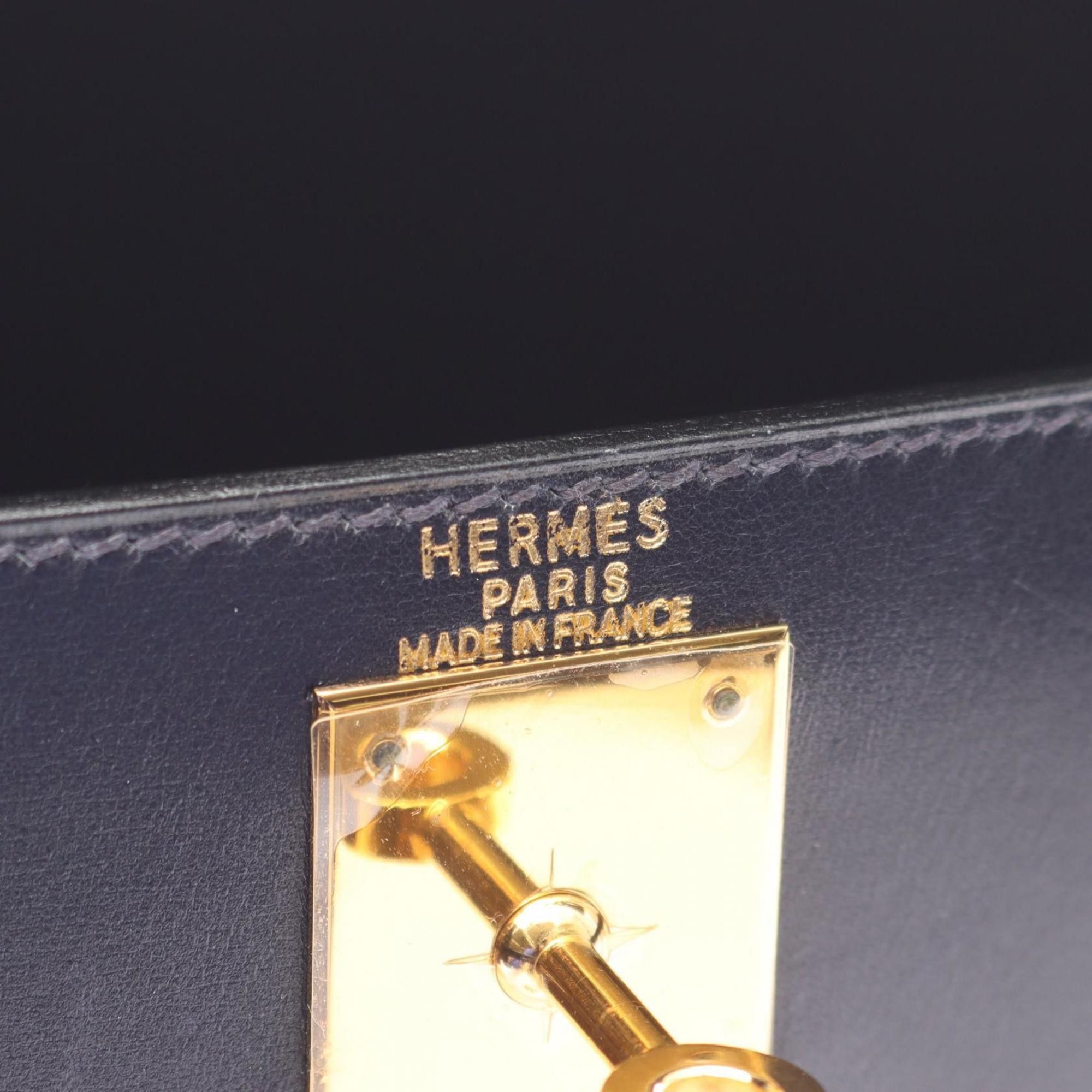 Hermes Hermes Hermès Kelly 28 handbag in box calf leather, navy. Size ONE SIZE - 4 Thumbnail