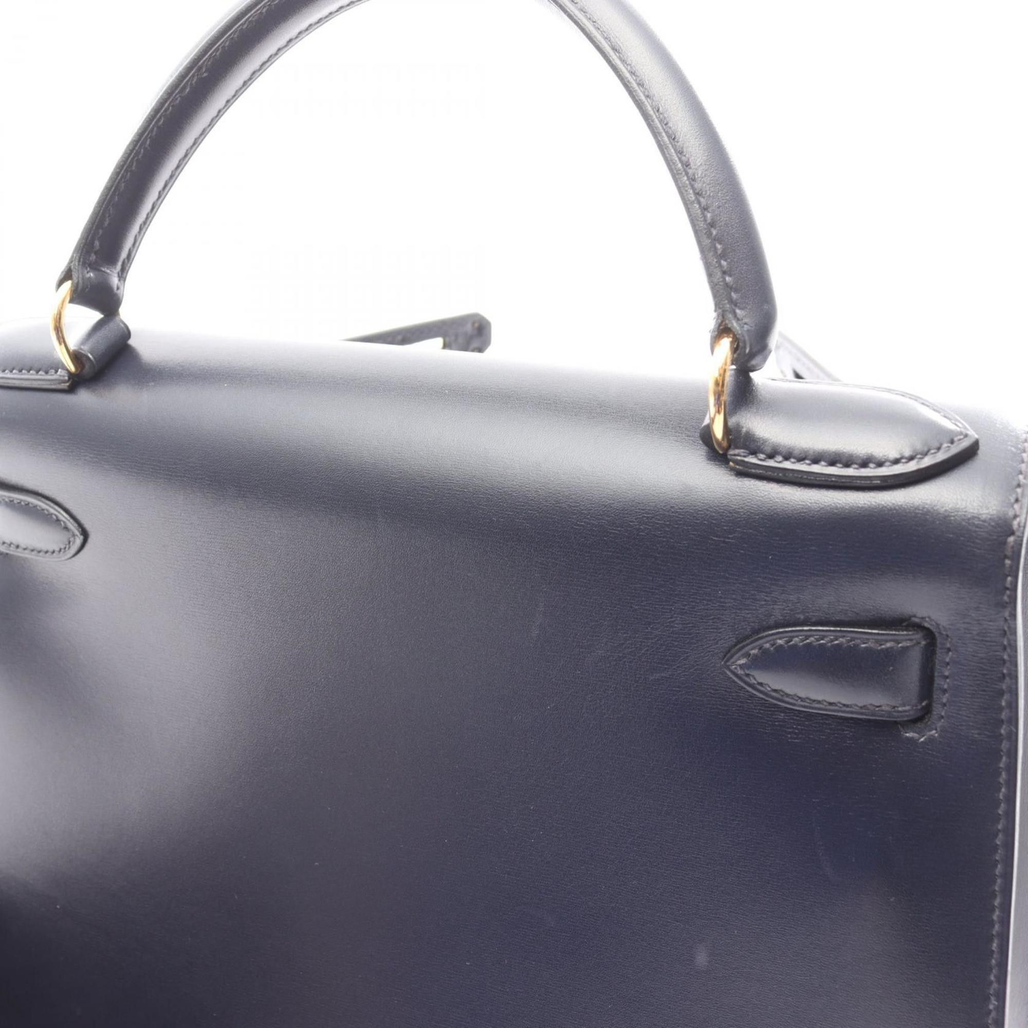 Hermes Hermes Hermès Kelly 28 handbag in box calf leather, navy. Size ONE SIZE - 10 Thumbnail