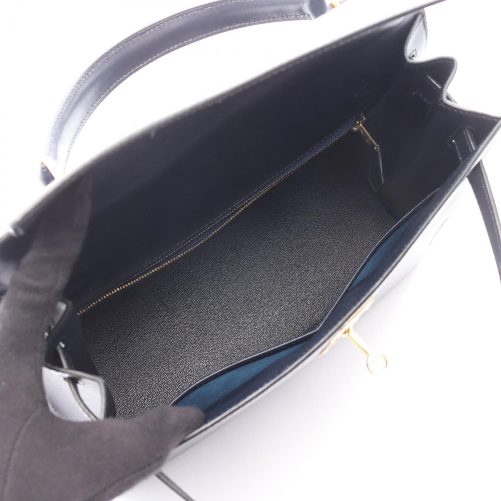 Hermes Hermes Hermès Kelly 28 handbag in box calf leather, navy. Size ONE SIZE - 3 Thumbnail