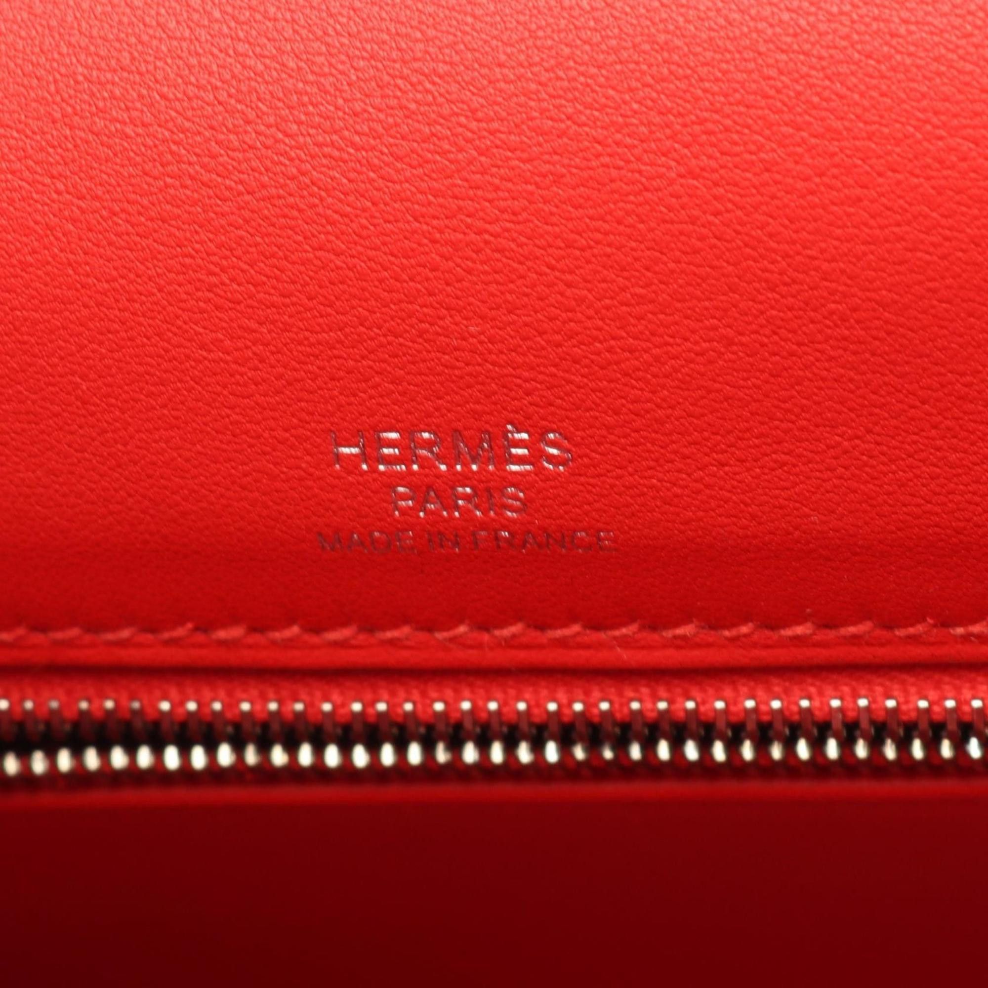 Hermes Hermes Hermès Kelly 28 handbag, canvas and leather, Swift toile ash, women's, beige red Size ONE SIZE - 4 Thumbnail