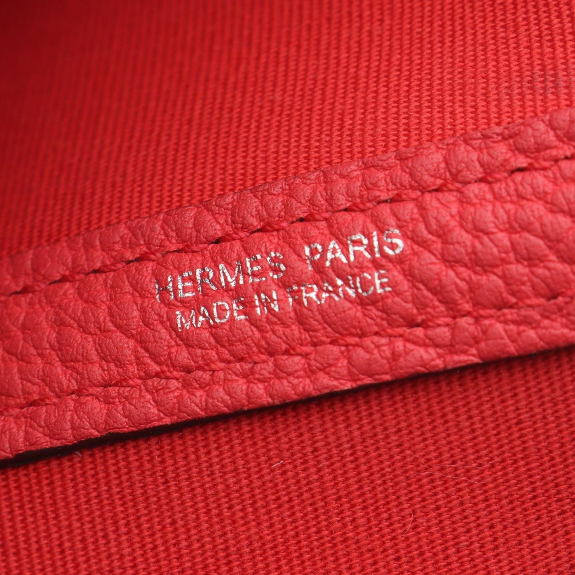 Hermes Hermes Hermès Garden Party TPM Tote Bag, Handbag, Leather and Canvas, Toile Officier Negonda, Women's, Red Size ONE SIZE - 4 Thumbnail