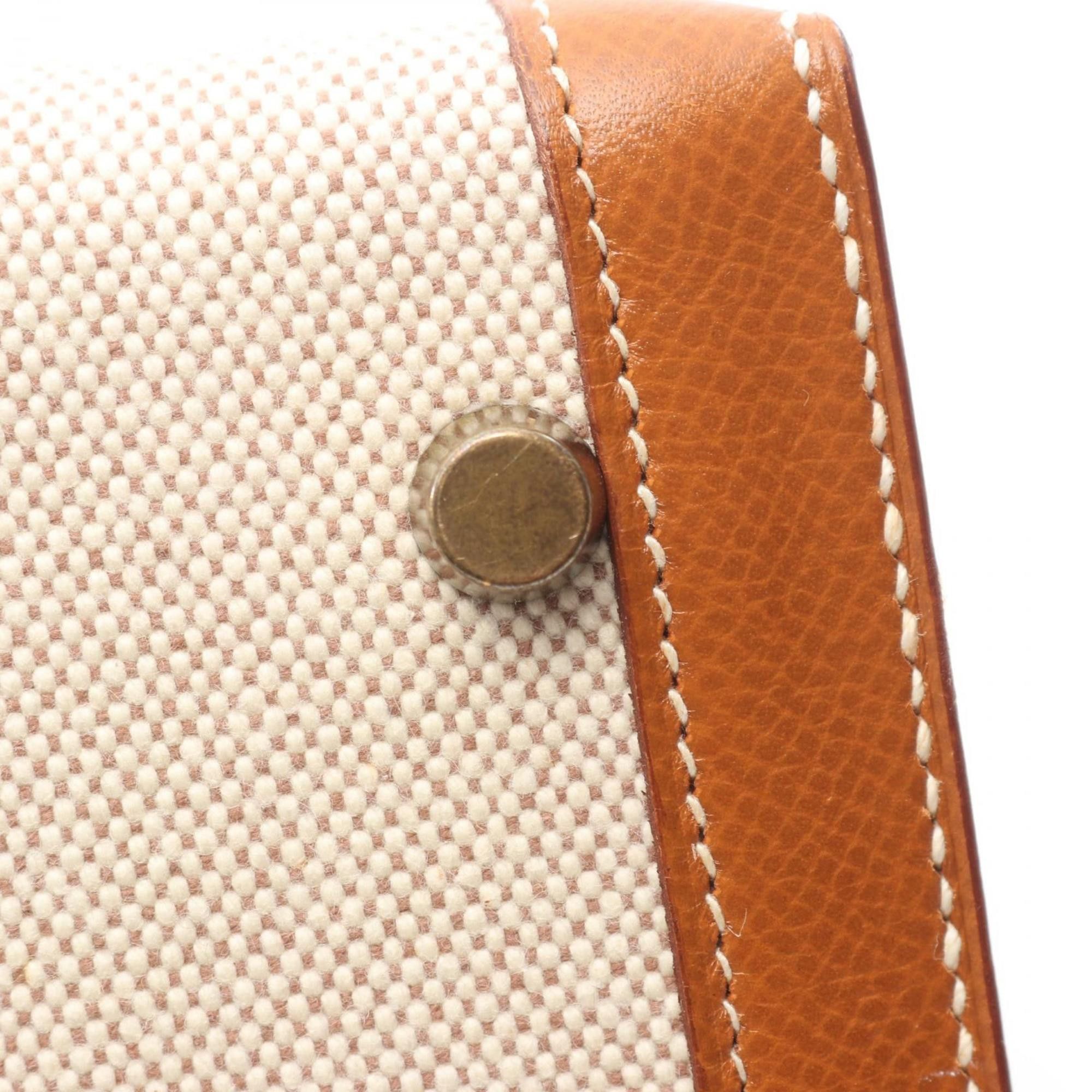 Hermes Hermes Hermès Kelly 32 handbag, canvas and leather, Toile H, Couchvel women's, beige, brown, gold Size ONE SIZE - 9 Thumbnail