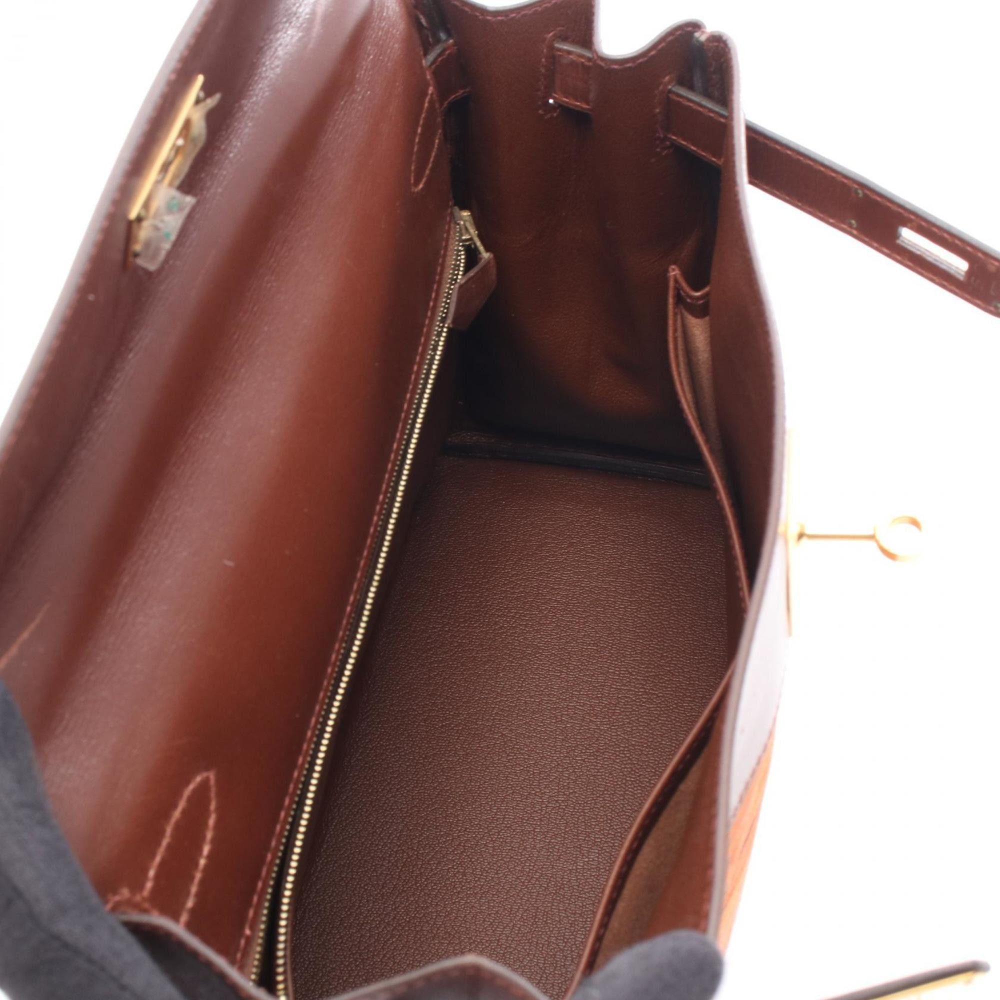 Hermes Hermes Hermès Kelly 28 handbag in calfskin with a Vibrato strap. Available orange, brown, and multicolor. Size ONE SIZE - 3 Thumbnail