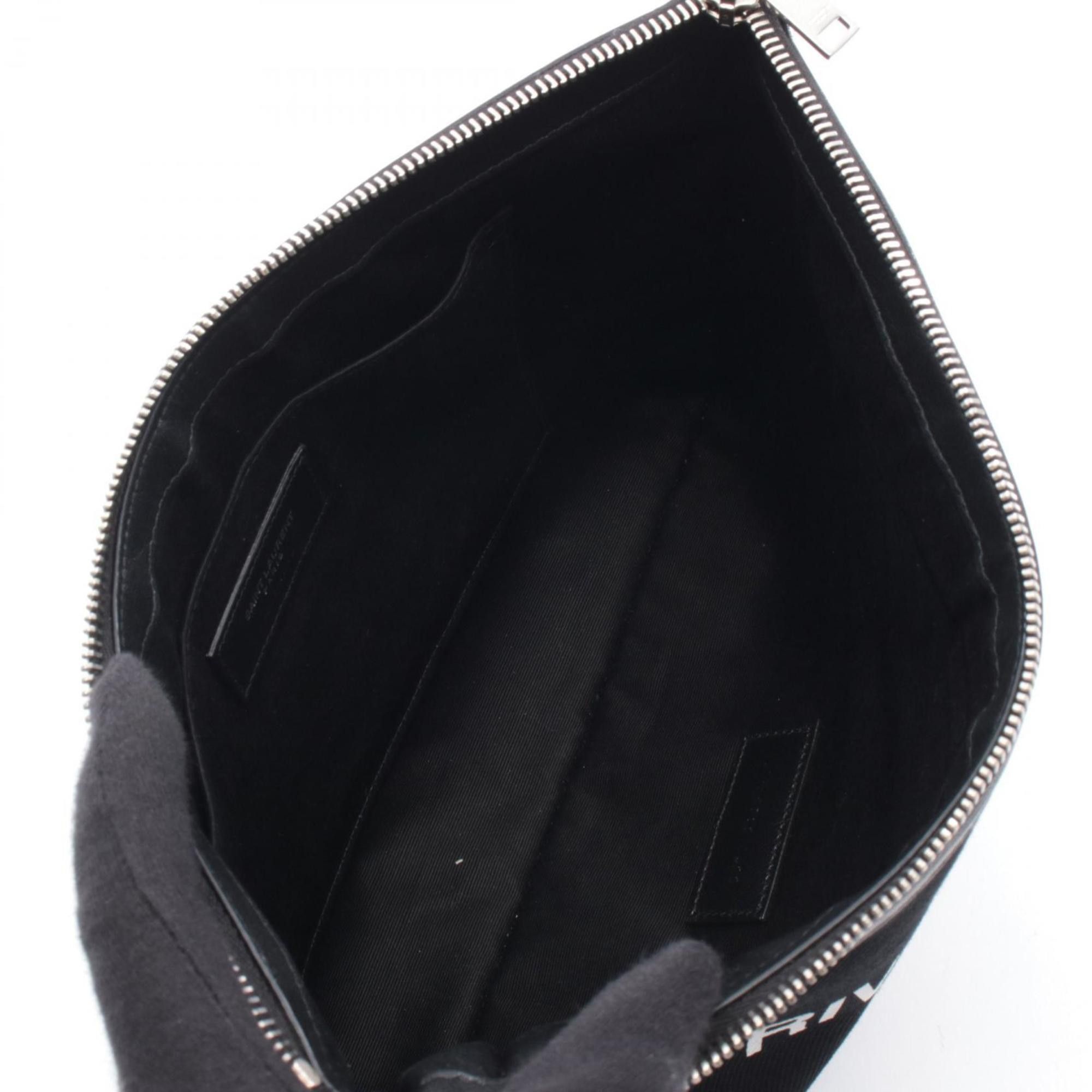 Yves Saint Laurent Yves Saint Laurent Rive Gauche Clutch Bag/Handbag in Canvas and Leather, Black, Women's, 581369 Size ONE SIZE - 3 Thumbnail