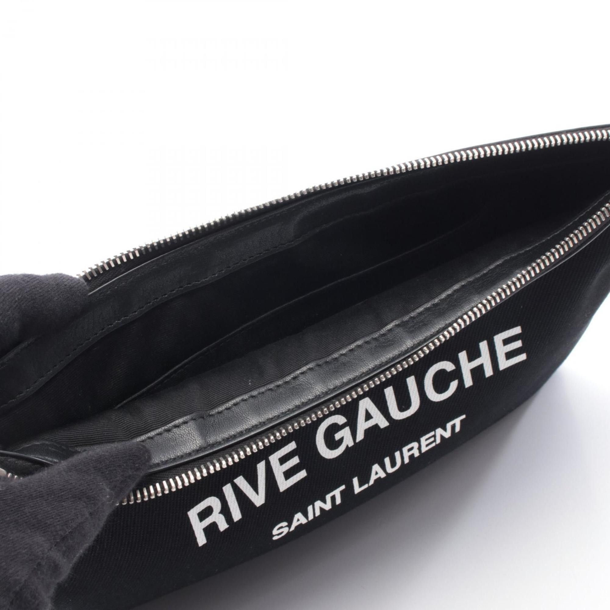 Yves Saint Laurent Yves Saint Laurent Rive Gauche Clutch Bag/Handbag in Canvas and Leather, Black, Women's, 581369 Size ONE SIZE - 5 Thumbnail