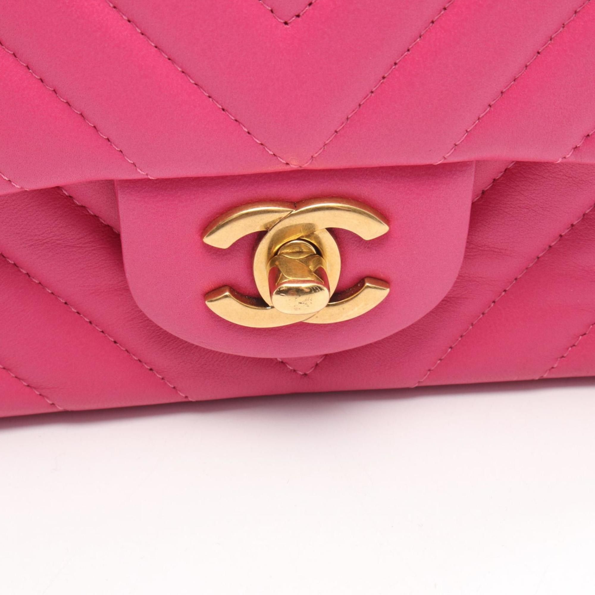Chanel Chanel Chevron V-stitch Mini 20 Shoulder Bag/Handbag, Leather, Women's, Pink (A69900) Size ONE SIZE - 9 Thumbnail