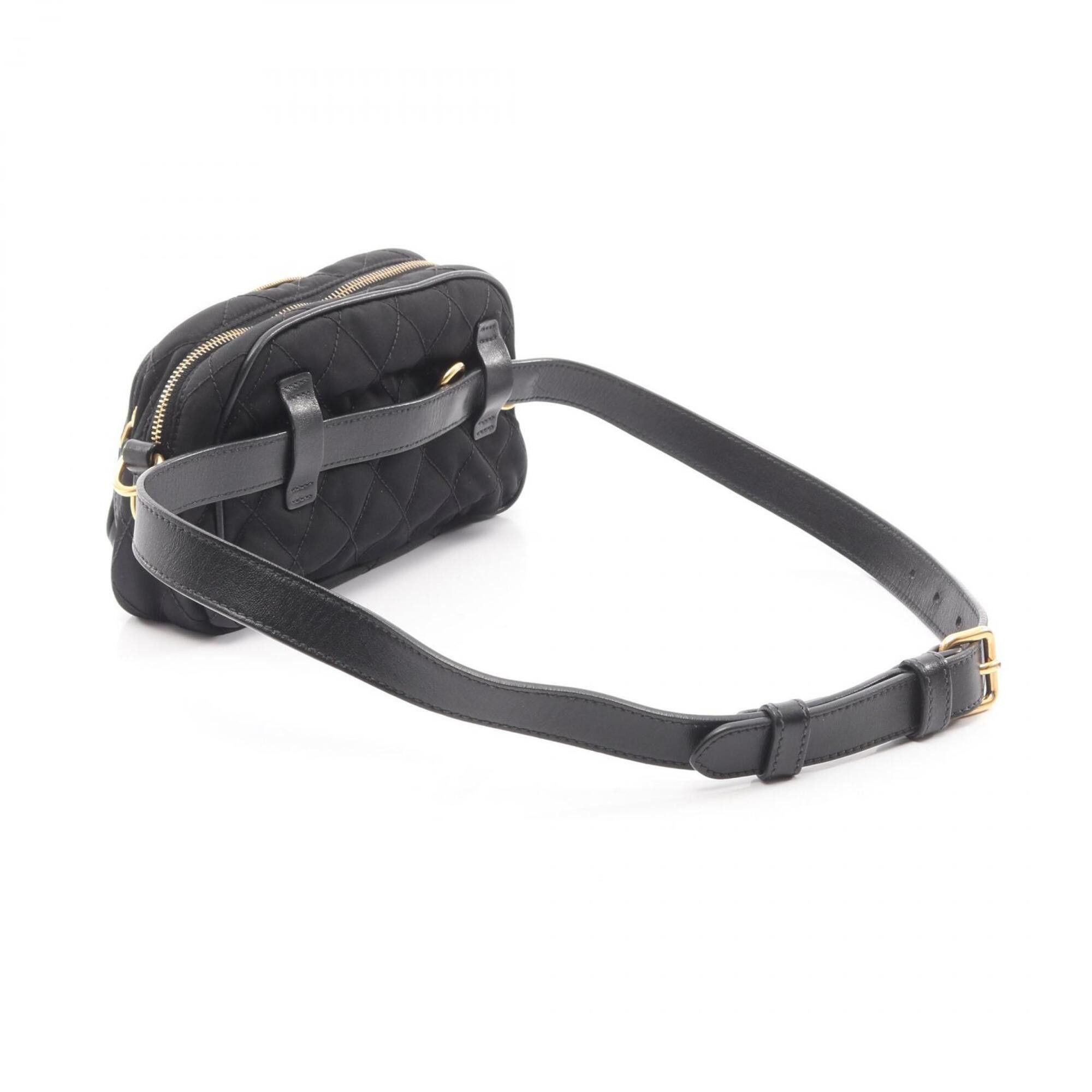 Prada Prada waist bag handbag nylon leather women's black Size ONE SIZE - 2 Thumbnail