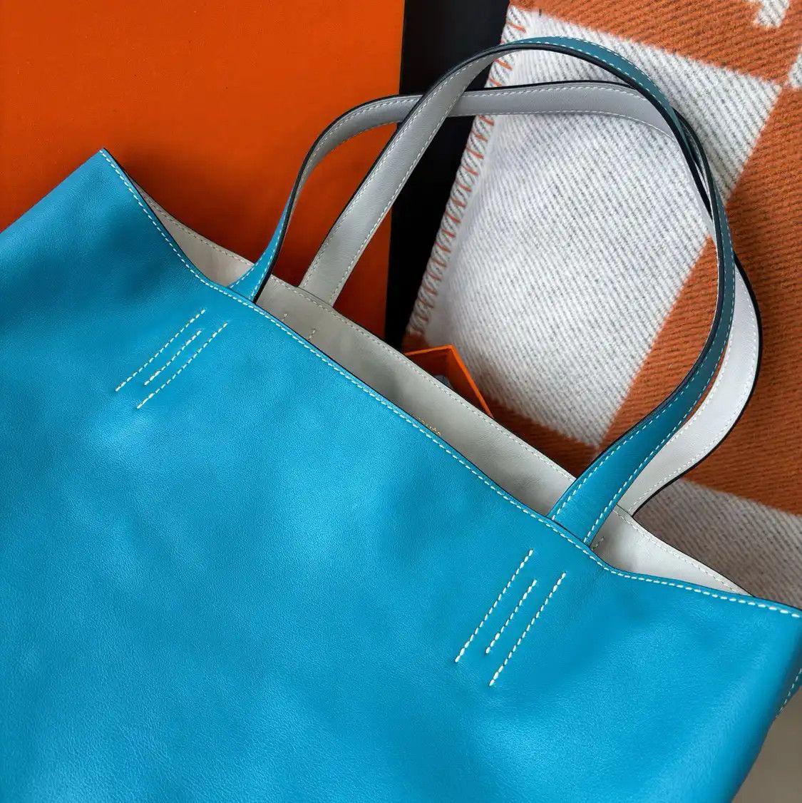 Hermes Hermes Double Sens 35 denim blue Swift cowhide leather shoulder bag Size ONE SIZE - 8 Thumbnail