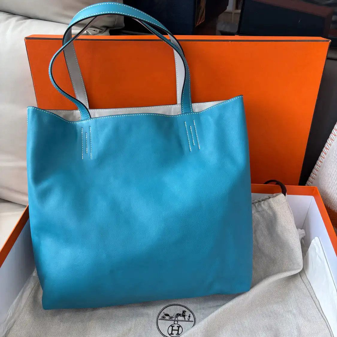 Hermes Hermes Double Sens 35 denim blue Swift cowhide leather shoulder bag Size ONE SIZE - 2 Thumbnail
