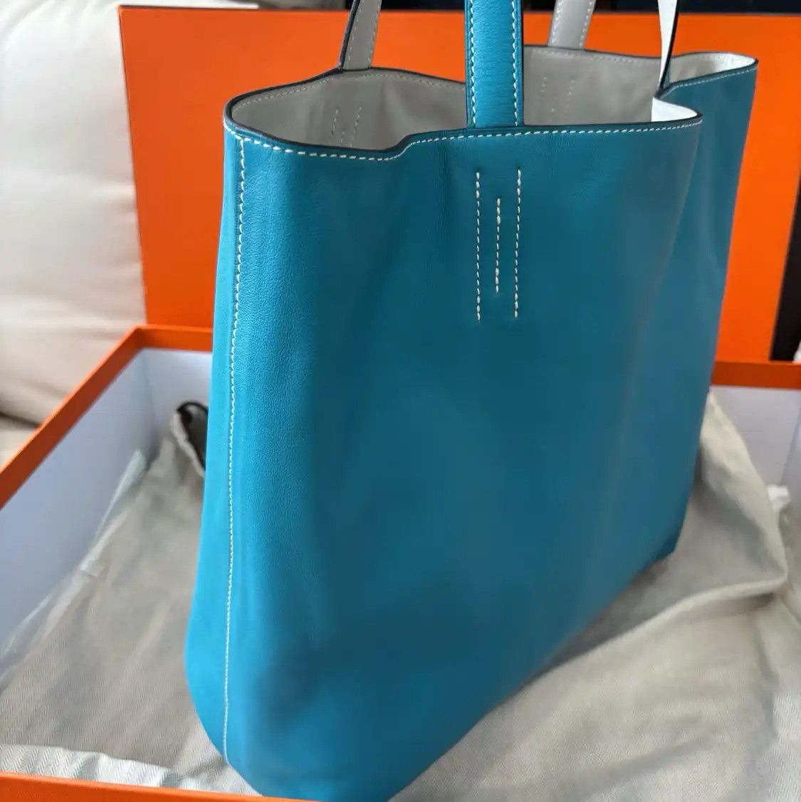 Hermes Hermes Double Sens 35 denim blue Swift cowhide leather shoulder bag Size ONE SIZE - 4 Thumbnail
