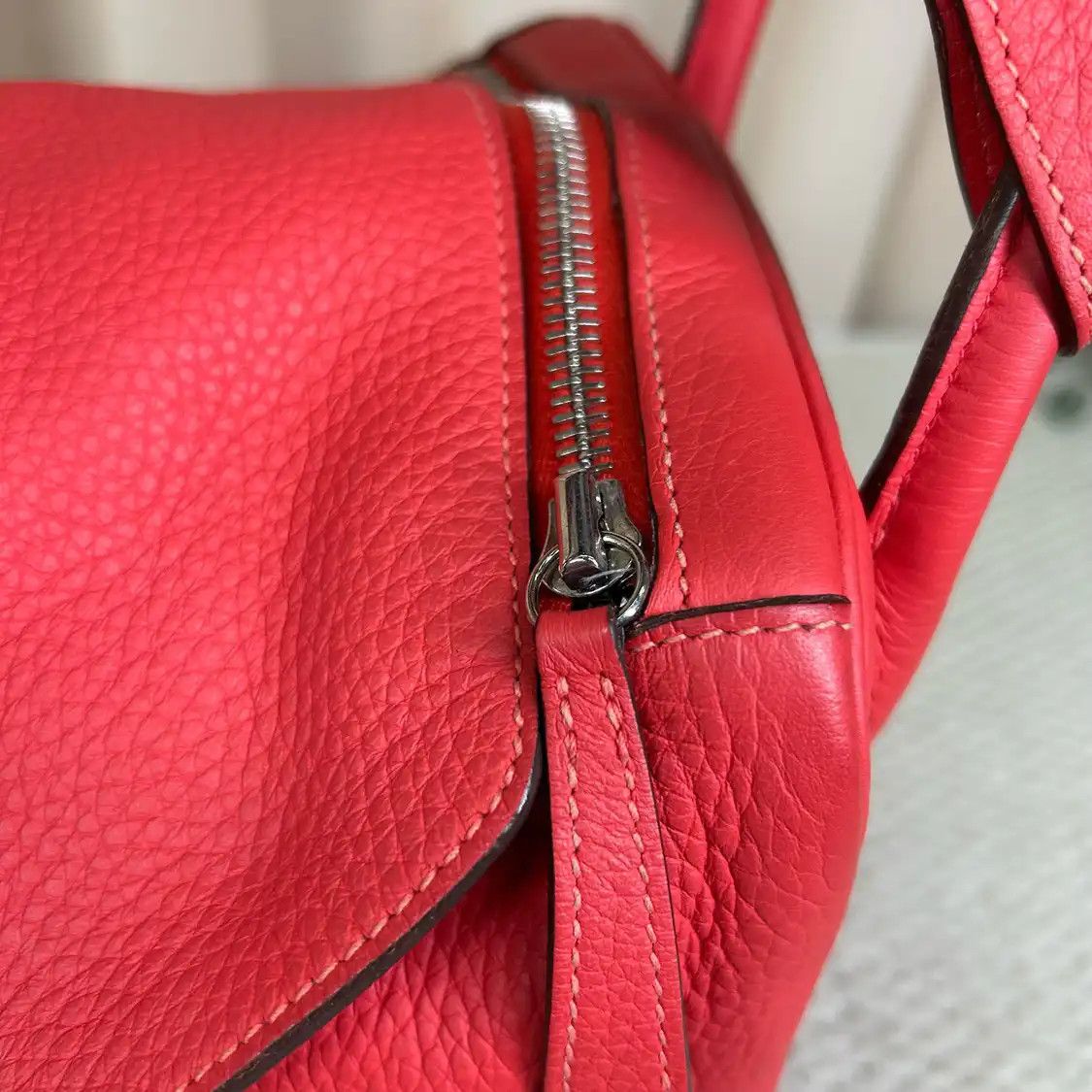 Hermes Hermes Lindy 34 coral red Clemence cowhide leather Lindy bag shoulder bag silver Size ONE SIZE - 11 Thumbnail