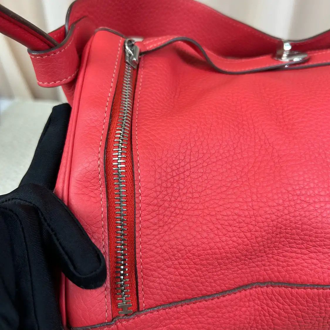 Hermes Hermes Lindy 34 coral red Clemence cowhide leather Lindy bag shoulder bag silver Size ONE SIZE - 7 Thumbnail
