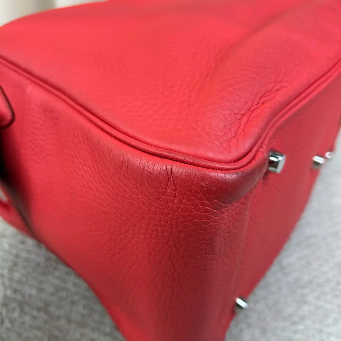 Hermes Hermes Lindy 34 coral red Clemence cowhide leather Lindy bag shoulder bag silver Size ONE SIZE - 6 Thumbnail