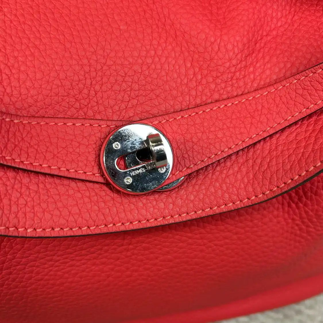 Hermes Hermes Lindy 34 coral red Clemence cowhide leather Lindy bag shoulder bag silver Size ONE SIZE - 12 Thumbnail