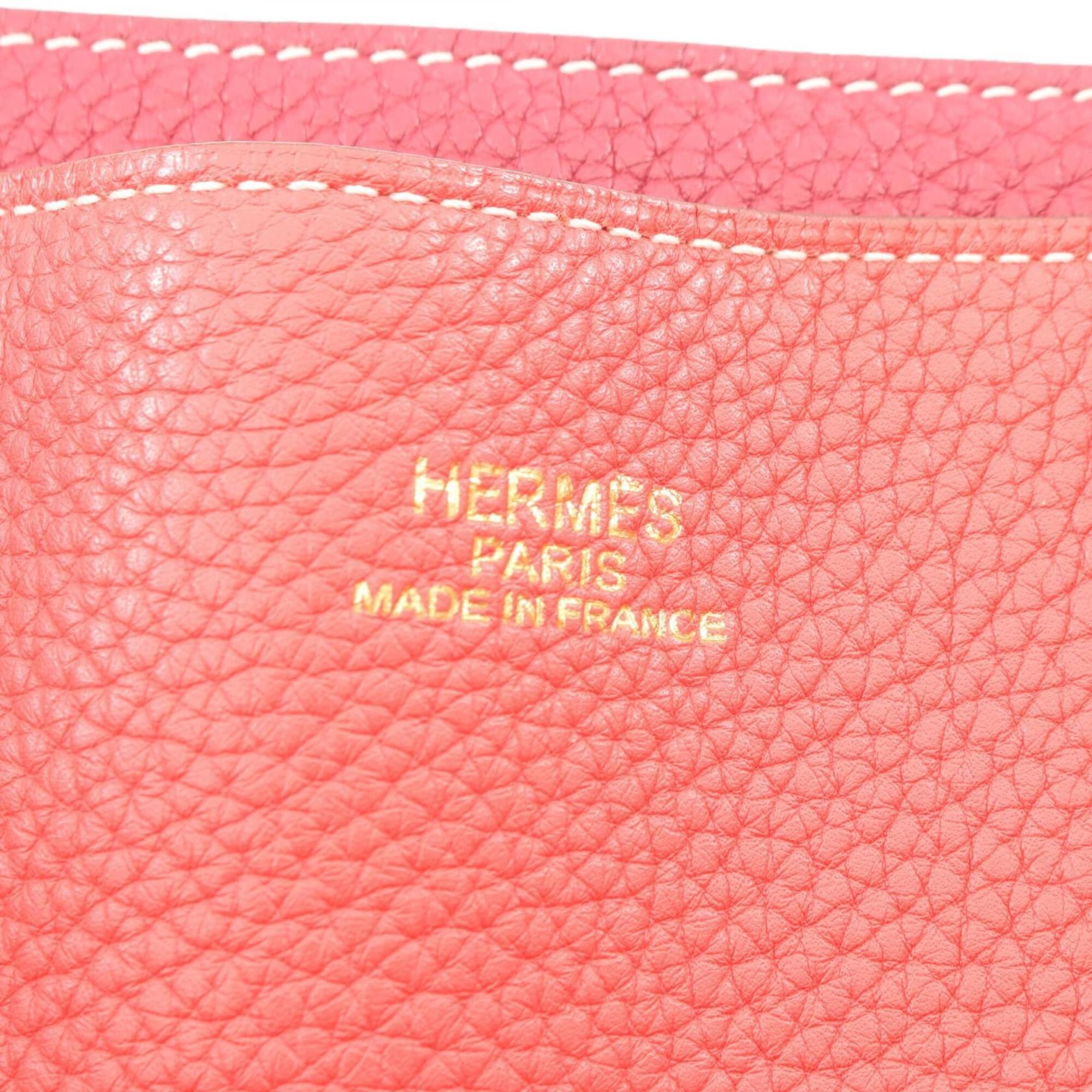Hermes Hermes Double Sens 45 Reversible Tote Bag Handbag Leather Taurillon Clemence Women's Pink/Burgundy Ruby Size ONE SIZE - 4 Thumbnail