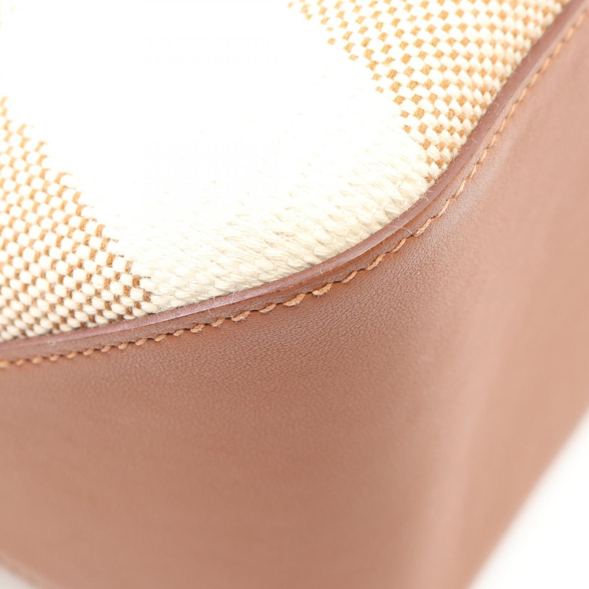Hermes Hermes H Ambier GM Tote Bag, Ecru Gold, Handbag, Canvas and Leather (Veau Swift), Toile H, Women's, Ivory/Brown Size ONE SIZE - 6 Thumbnail