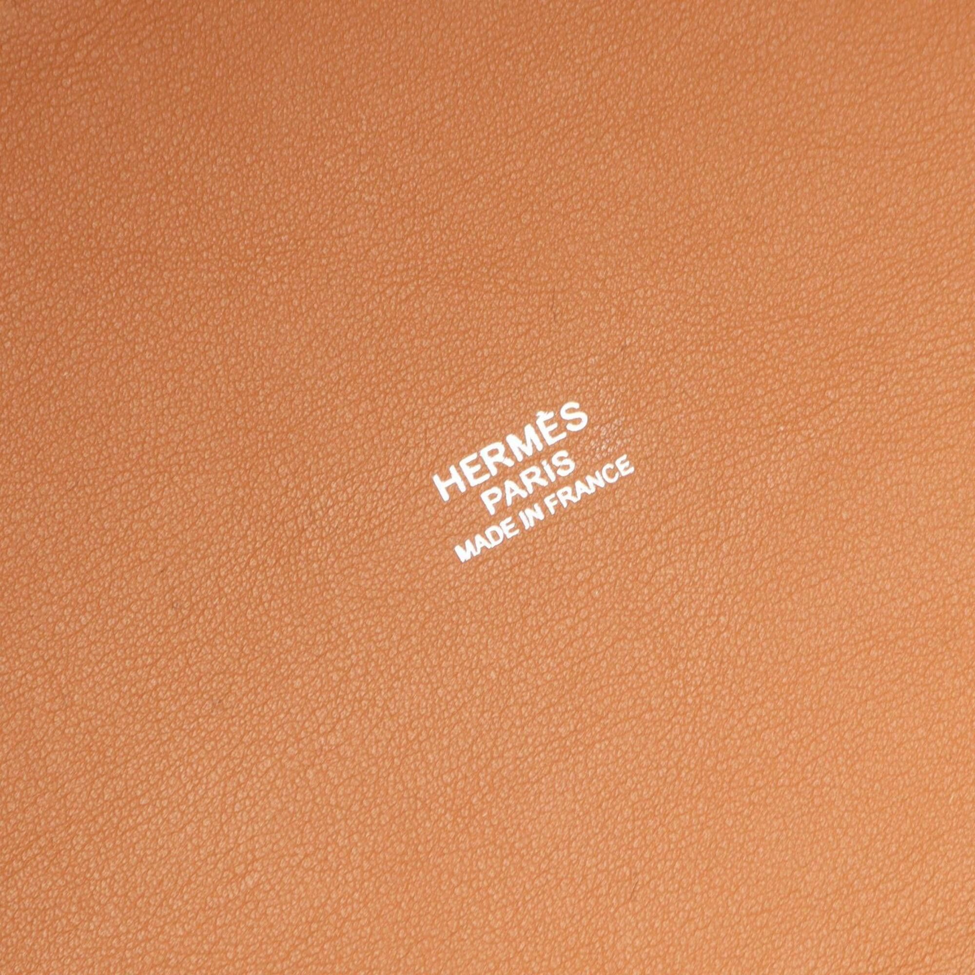 Hermes Hermes H Ambier GM Tote Bag, Ecru Gold, Handbag, Canvas and Leather (Veau Swift), Toile H, Women's, Ivory/Brown Size ONE SIZE - 4 Thumbnail