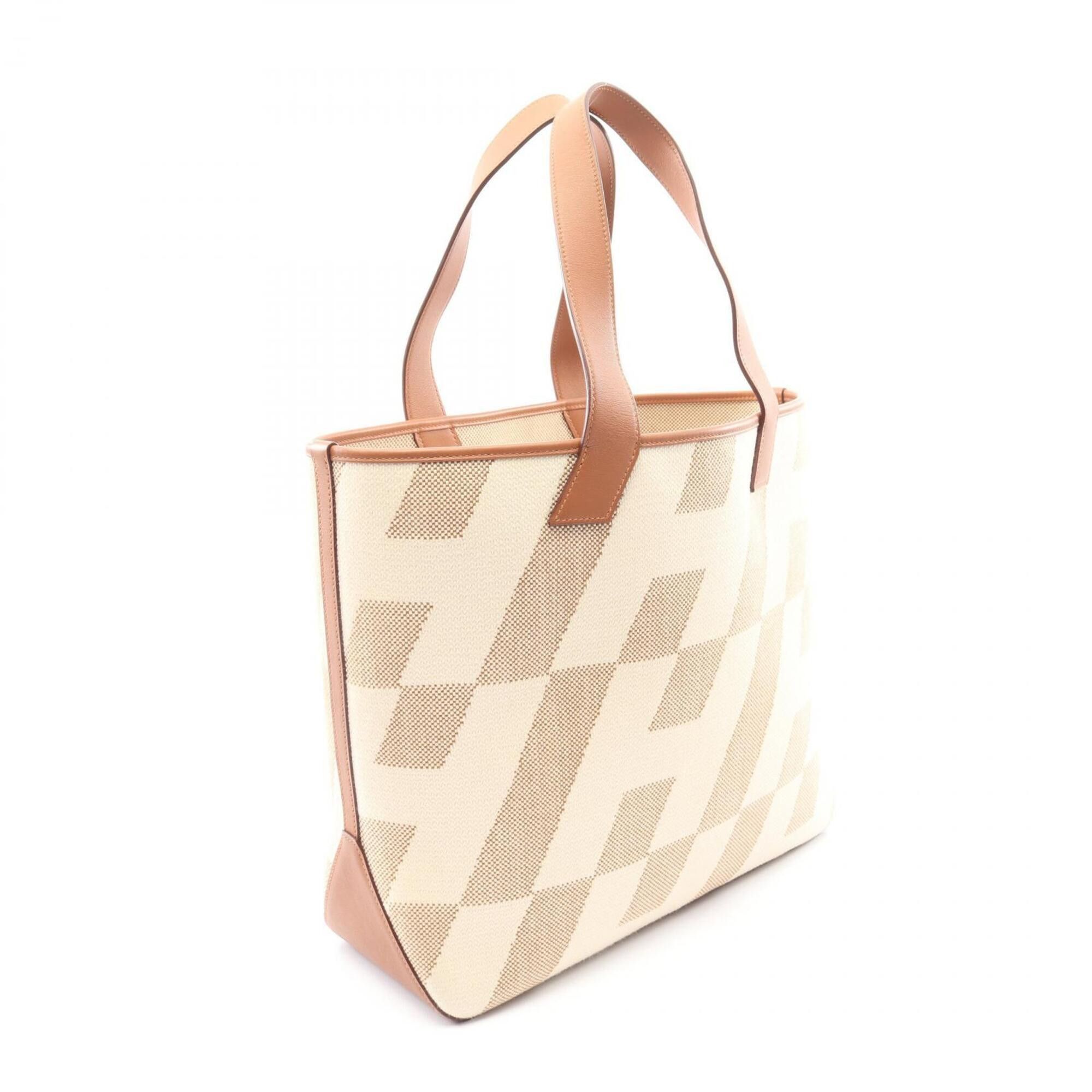 Hermes Hermes H Ambier GM Tote Bag, Ecru Gold, Handbag, Canvas and Leather (Veau Swift), Toile H, Women's, Ivory/Brown Size ONE SIZE - 2 Thumbnail
