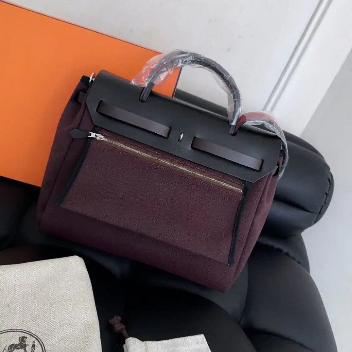 Hermes Hermes Herbag 31 grape canvas crossbody bag silver hardware W Retourne Size ONE SIZE - 4 Thumbnail