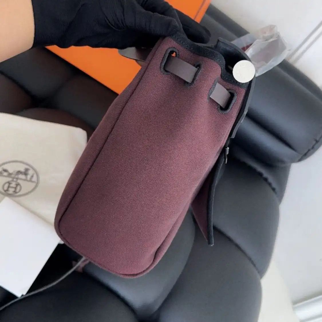 Hermes Hermes Herbag 31 grape canvas crossbody bag silver hardware W Retourne Size ONE SIZE - 6 Thumbnail