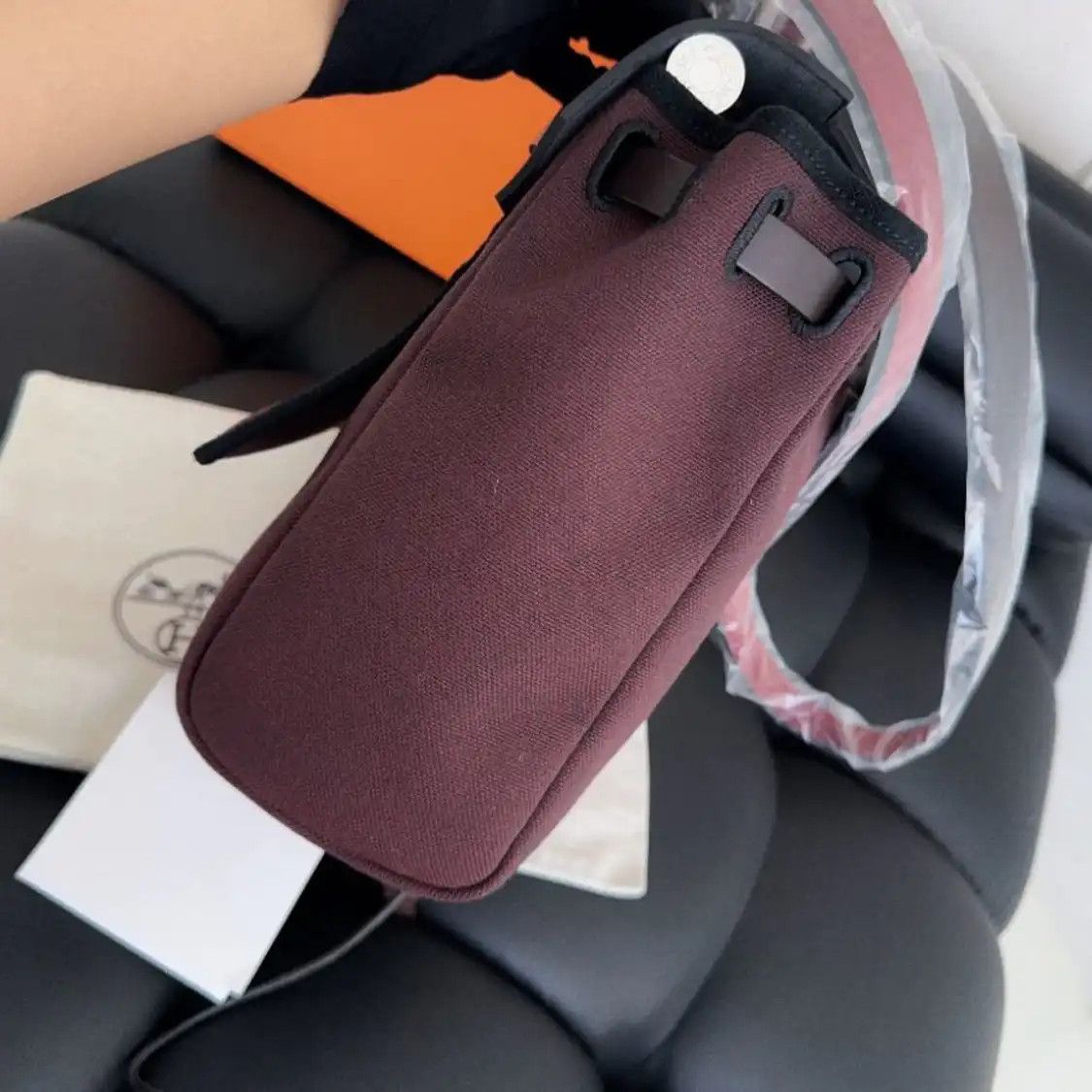 Hermes Hermes Herbag 31 grape canvas crossbody bag silver hardware W Retourne Size ONE SIZE - 5 Thumbnail