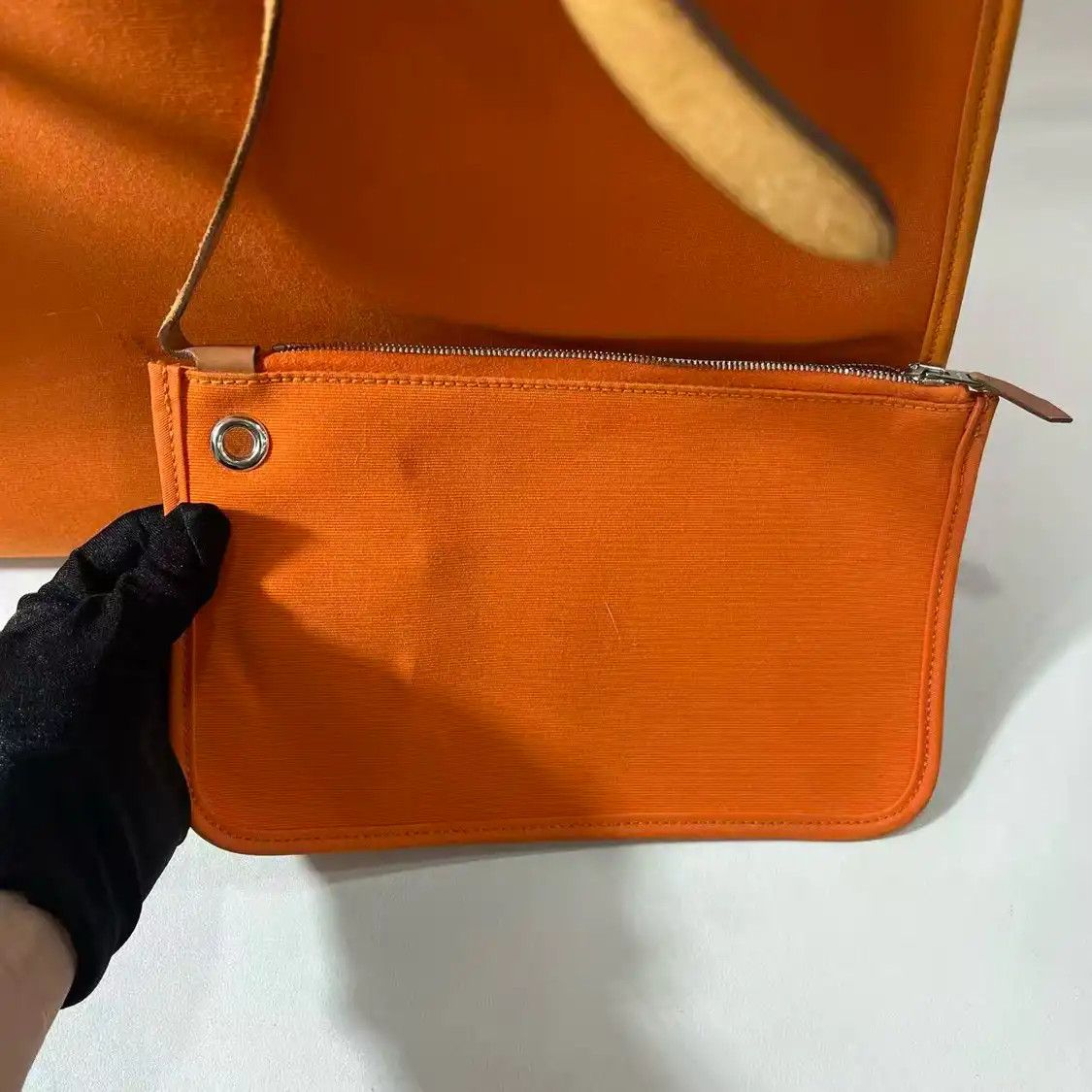 Hermes Hermes Herbag 39 Hermes orange canvas shoulder bag silver hardware Size ONE SIZE - 7 Thumbnail