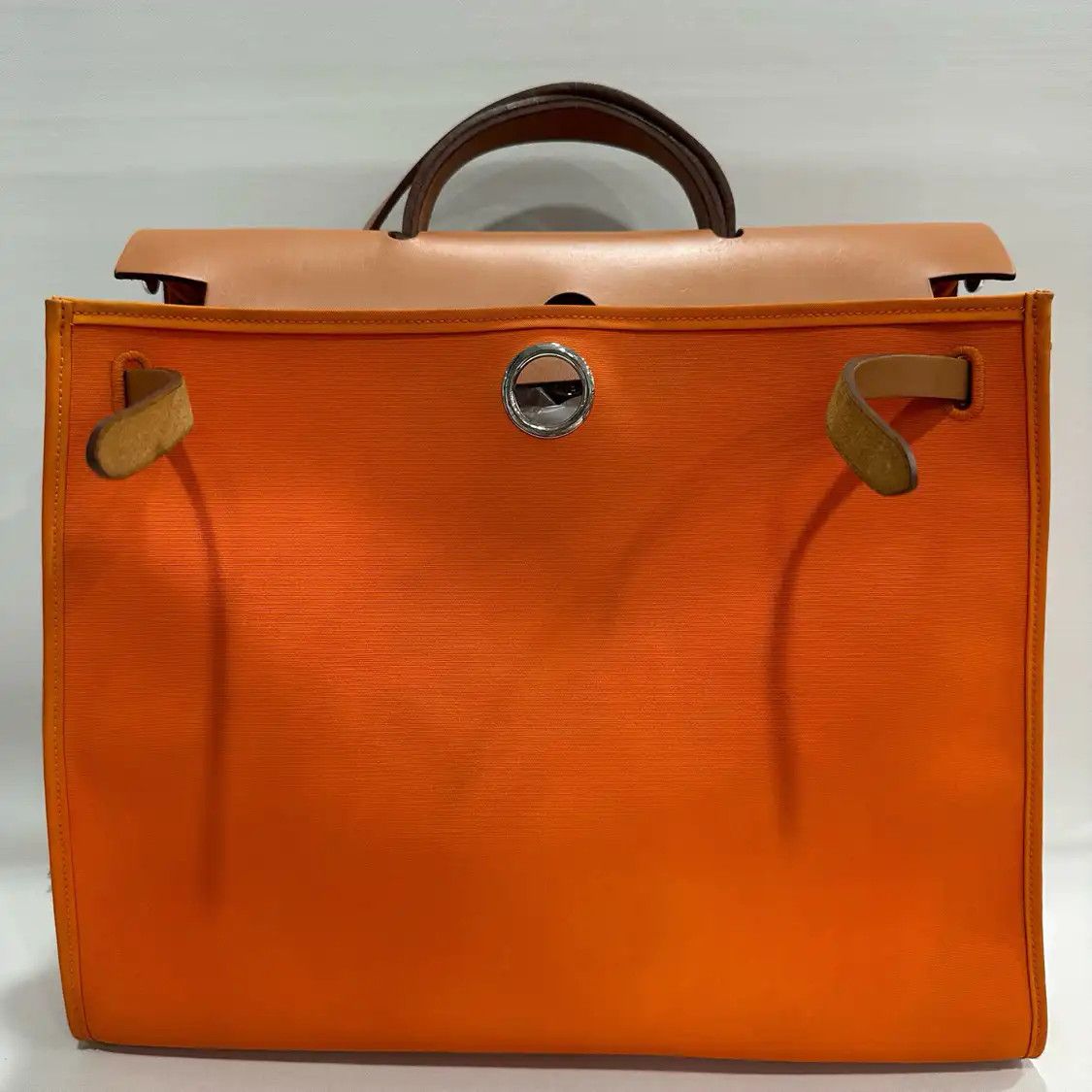 Hermes Hermes Herbag 39 Hermes orange canvas shoulder bag silver hardware Size ONE SIZE - 9 Thumbnail