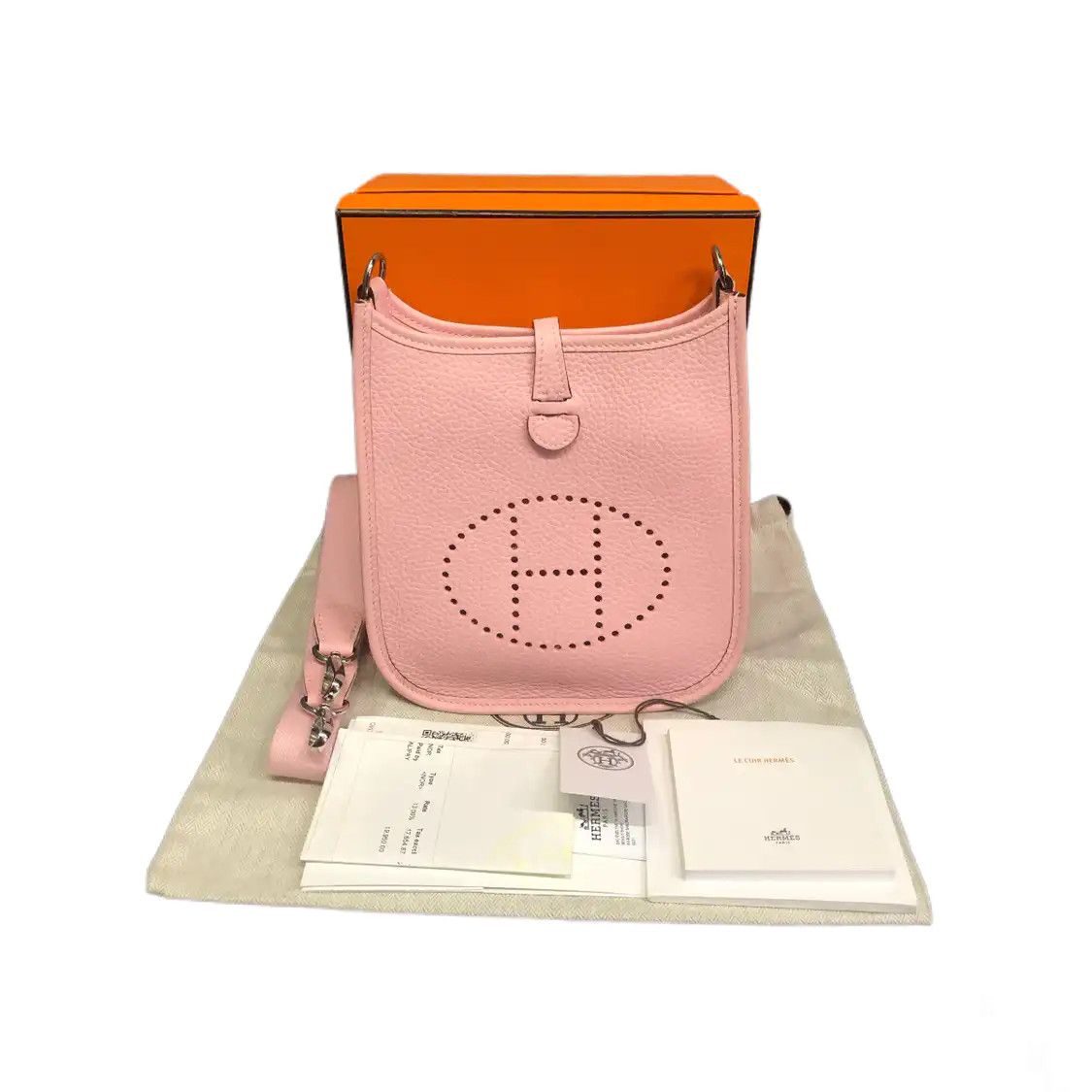 Hermes Hermes Evelyne mini cherry blossom pink Clemence cowhide leather cutout crossbod Size ONE SIZE - 7 Thumbnail